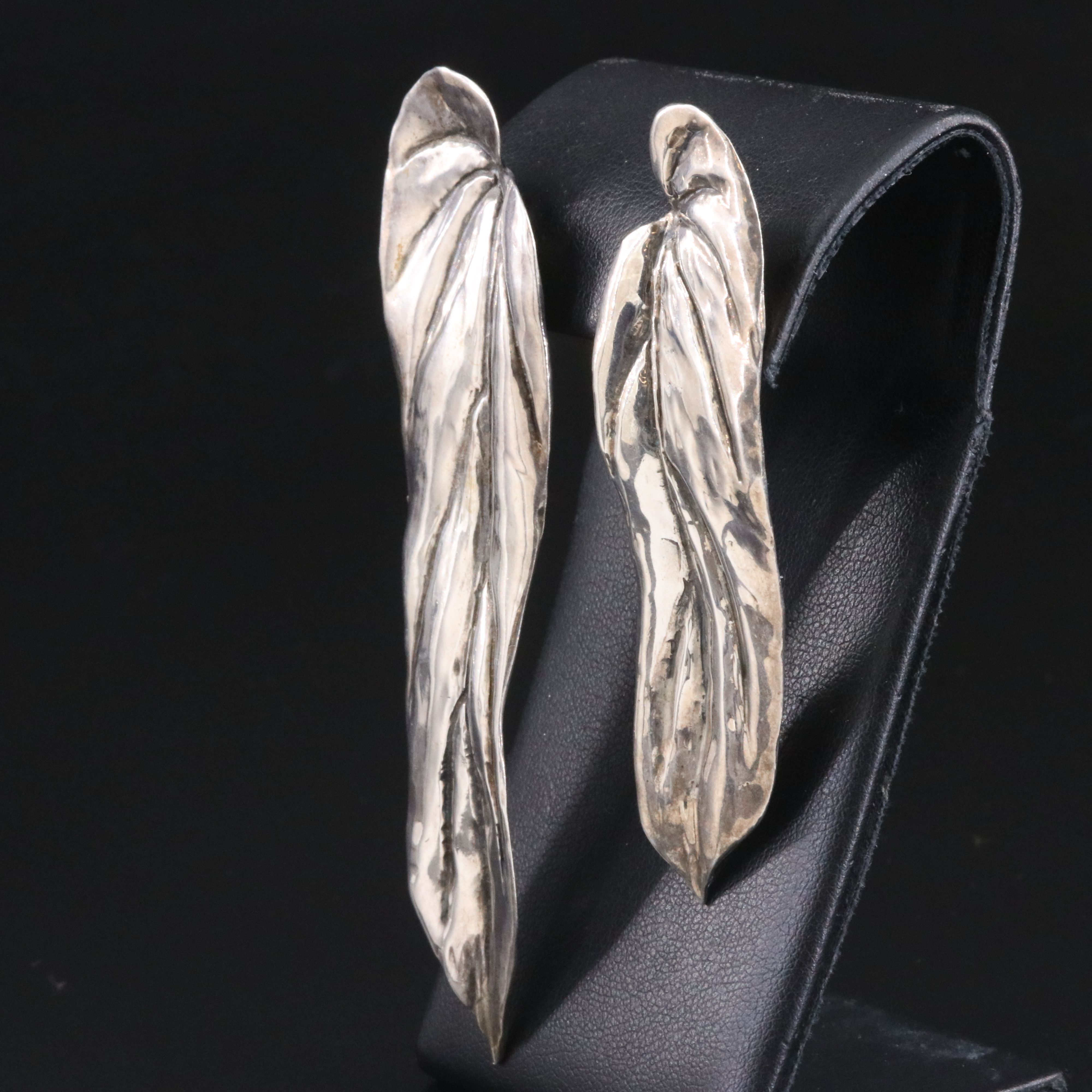 Clifton "Clif" Nicholson Sterling Lily Pad Asymmetrical Earrings