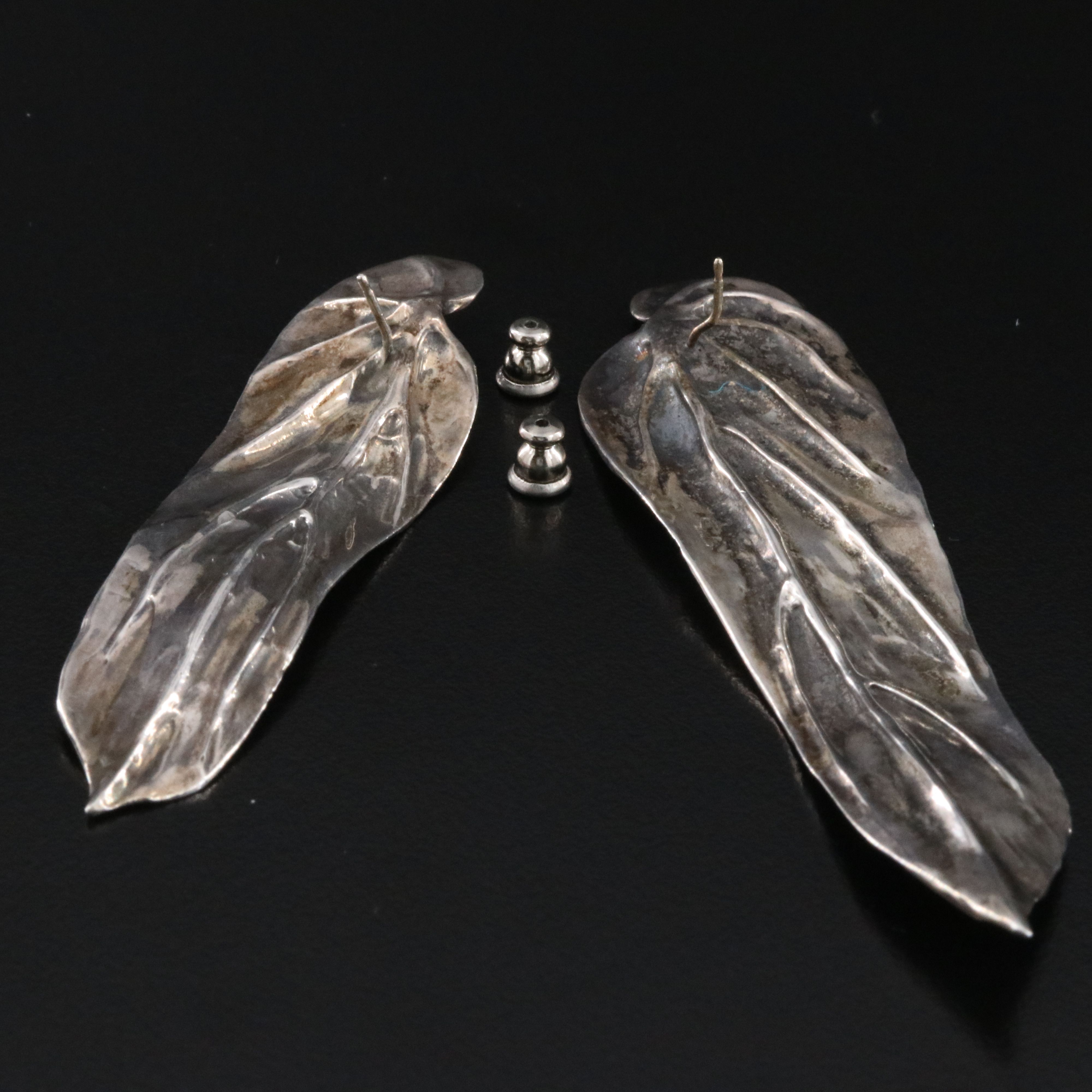 Clifton "Clif" Nicholson Sterling Lily Pad Asymmetrical Earrings