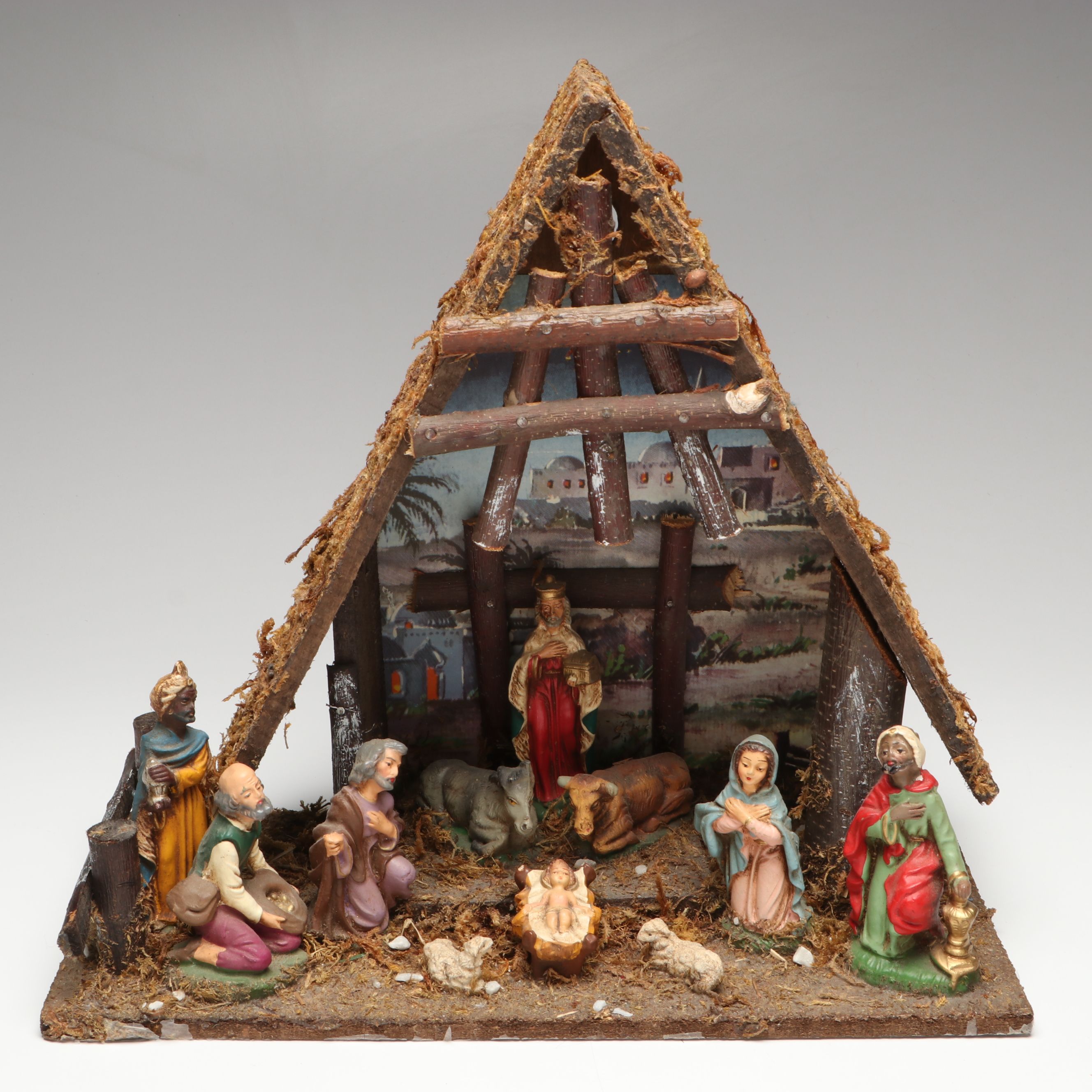 Illuminated Ceramic Christmas Tree with Nativity Scene