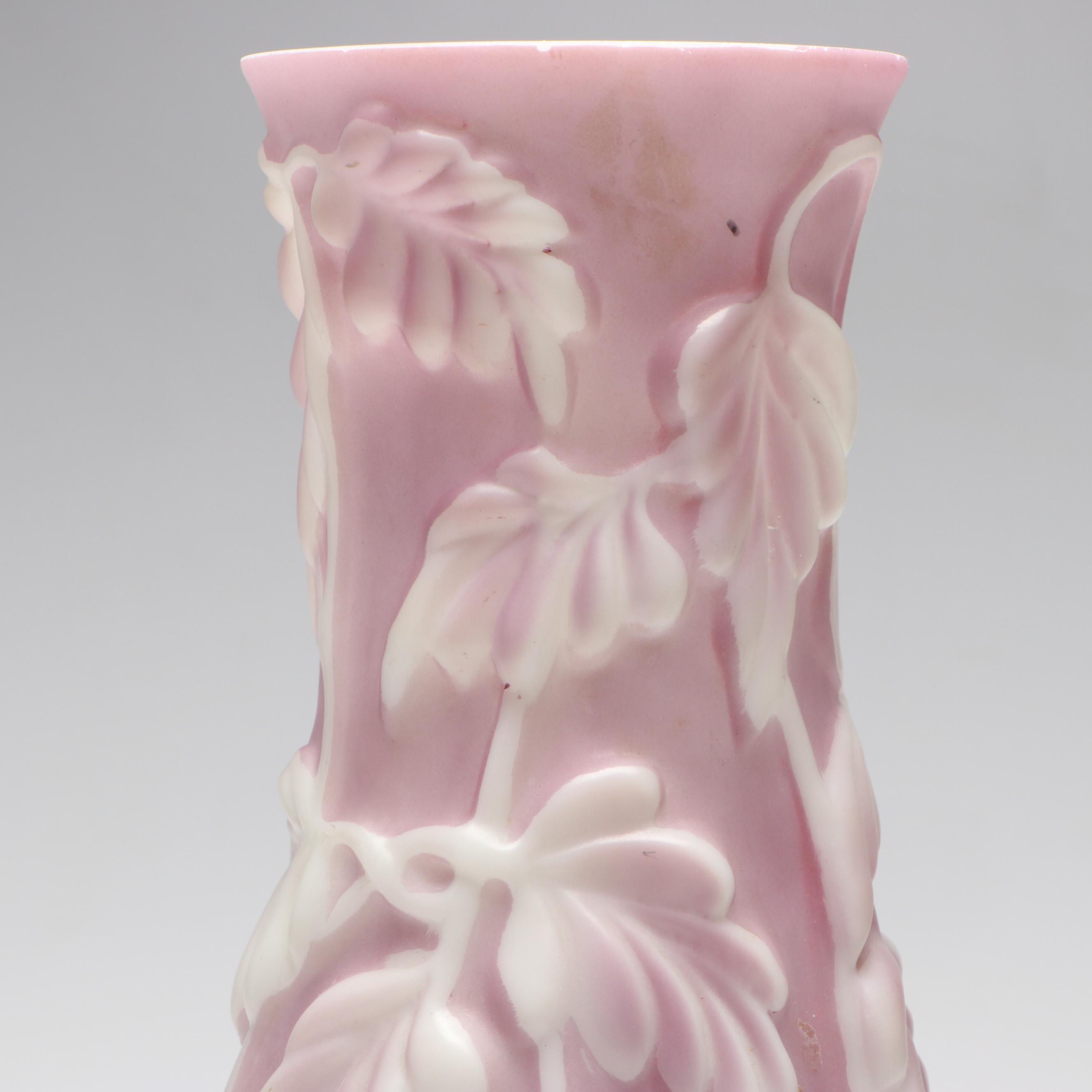 Phoenix Consolidated Glass "Philodendron" Relief Vase