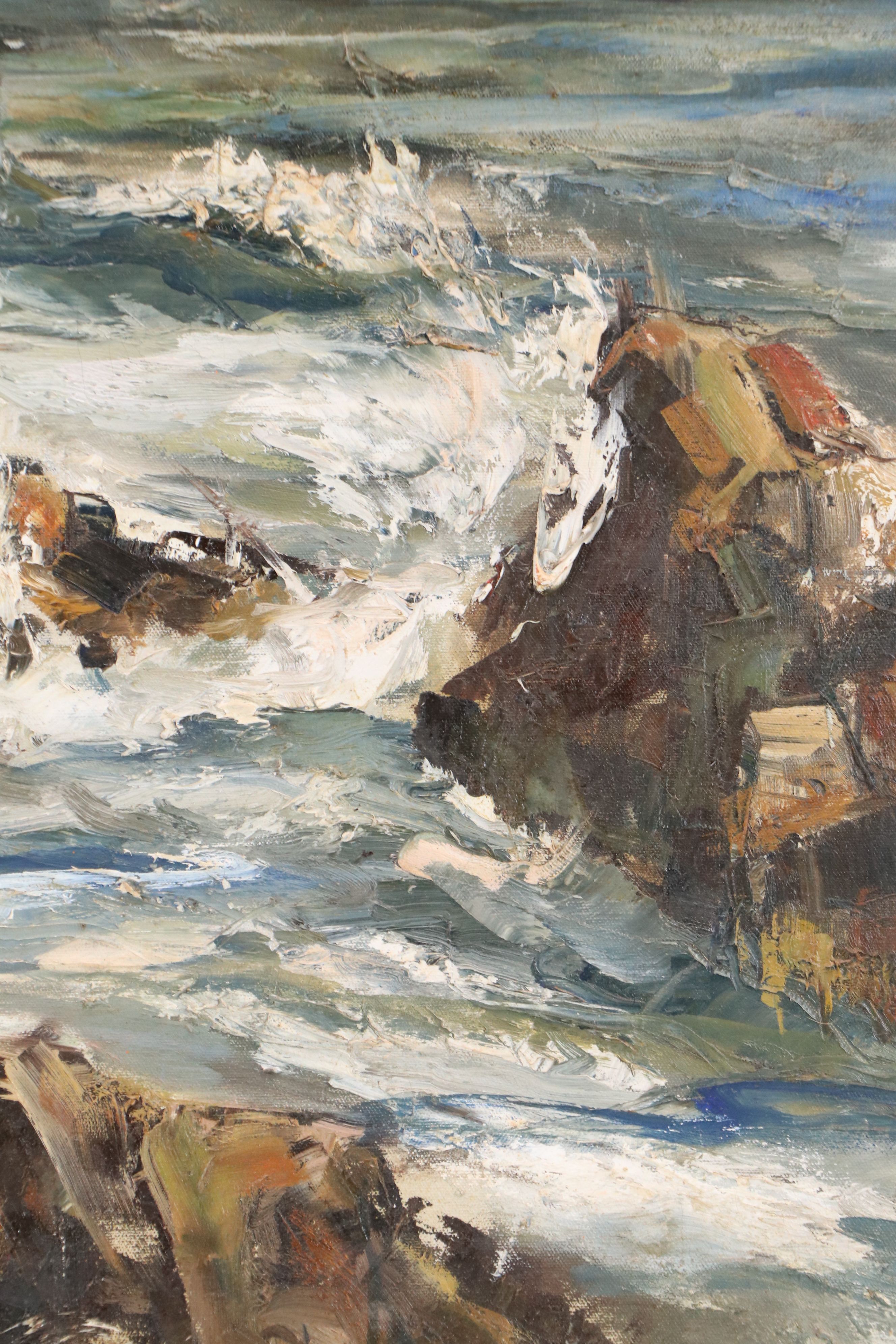 Attributed to James King Seascape Oil Painting, 1967