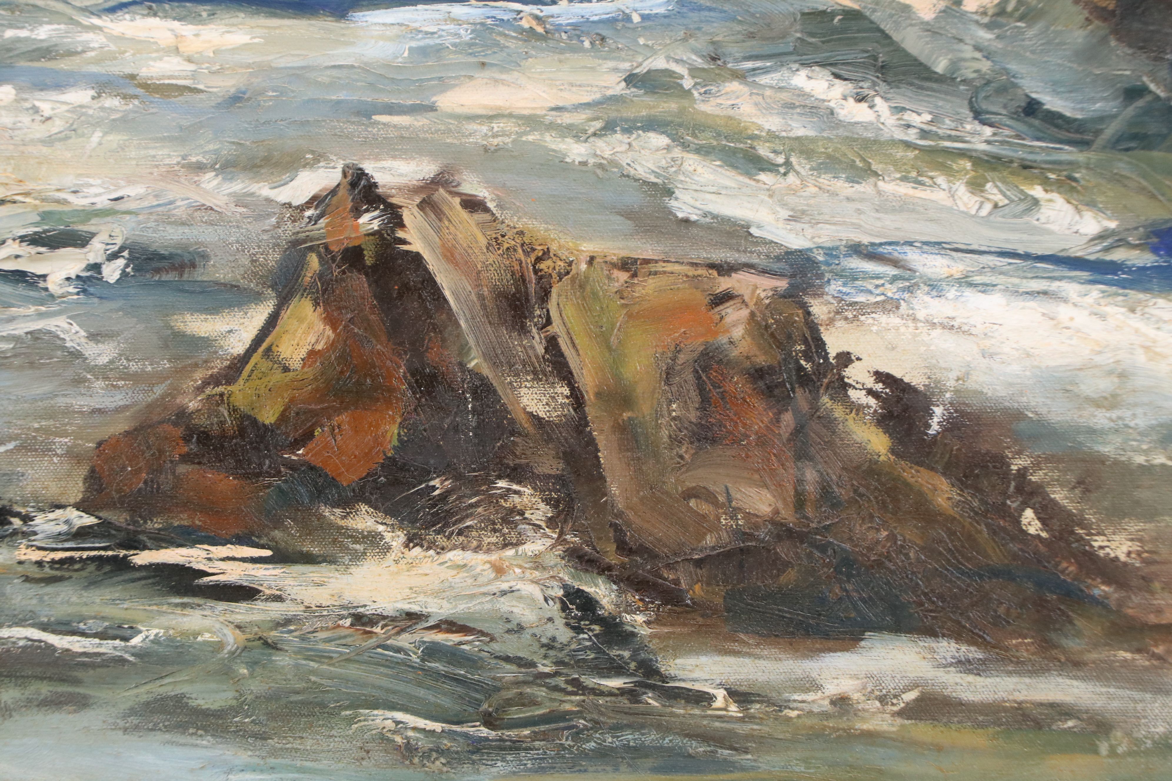 Attributed to James King Seascape Oil Painting, 1967