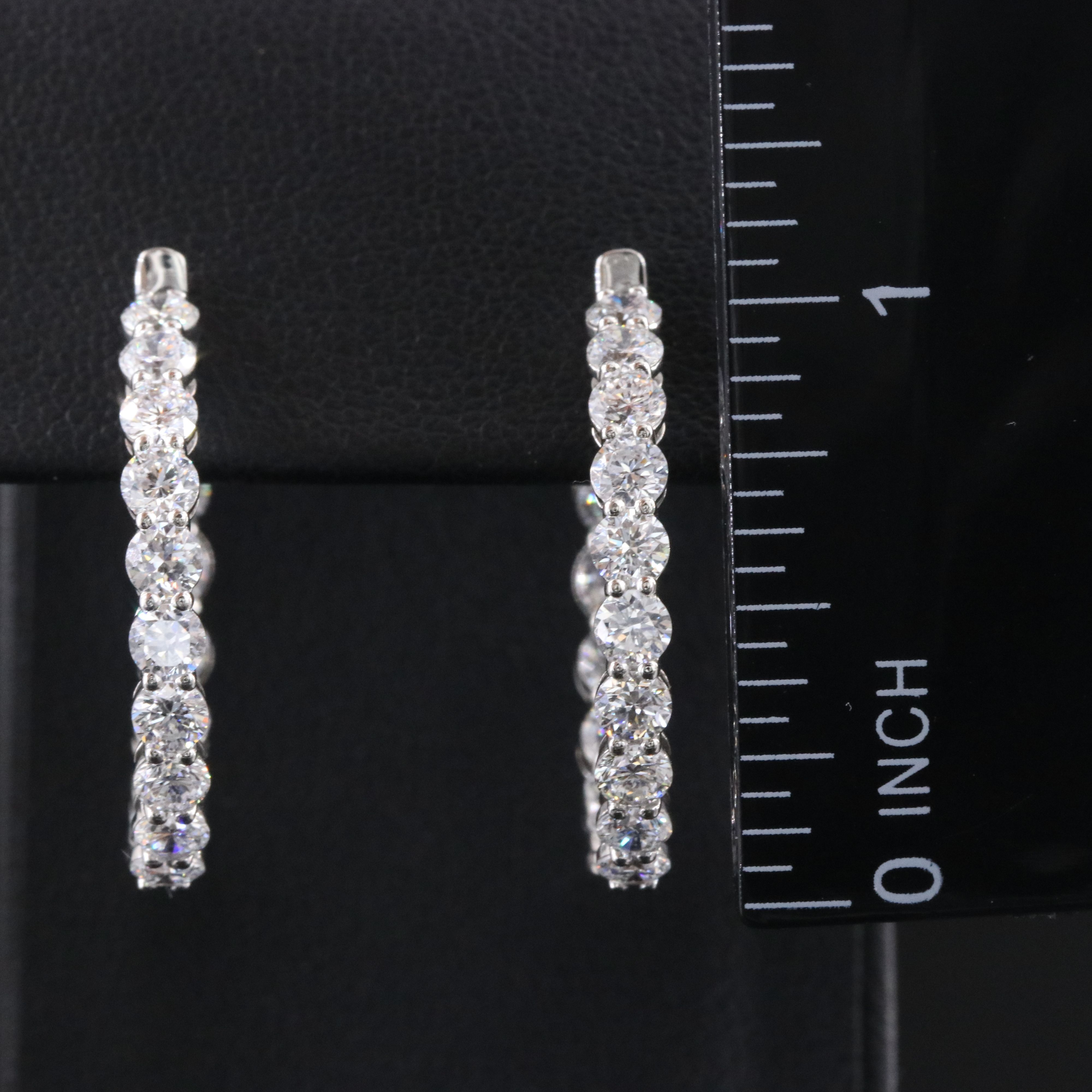 Platinum 4.44 CTW Lab Grown Diamond Inside-Out Hoop Earrings