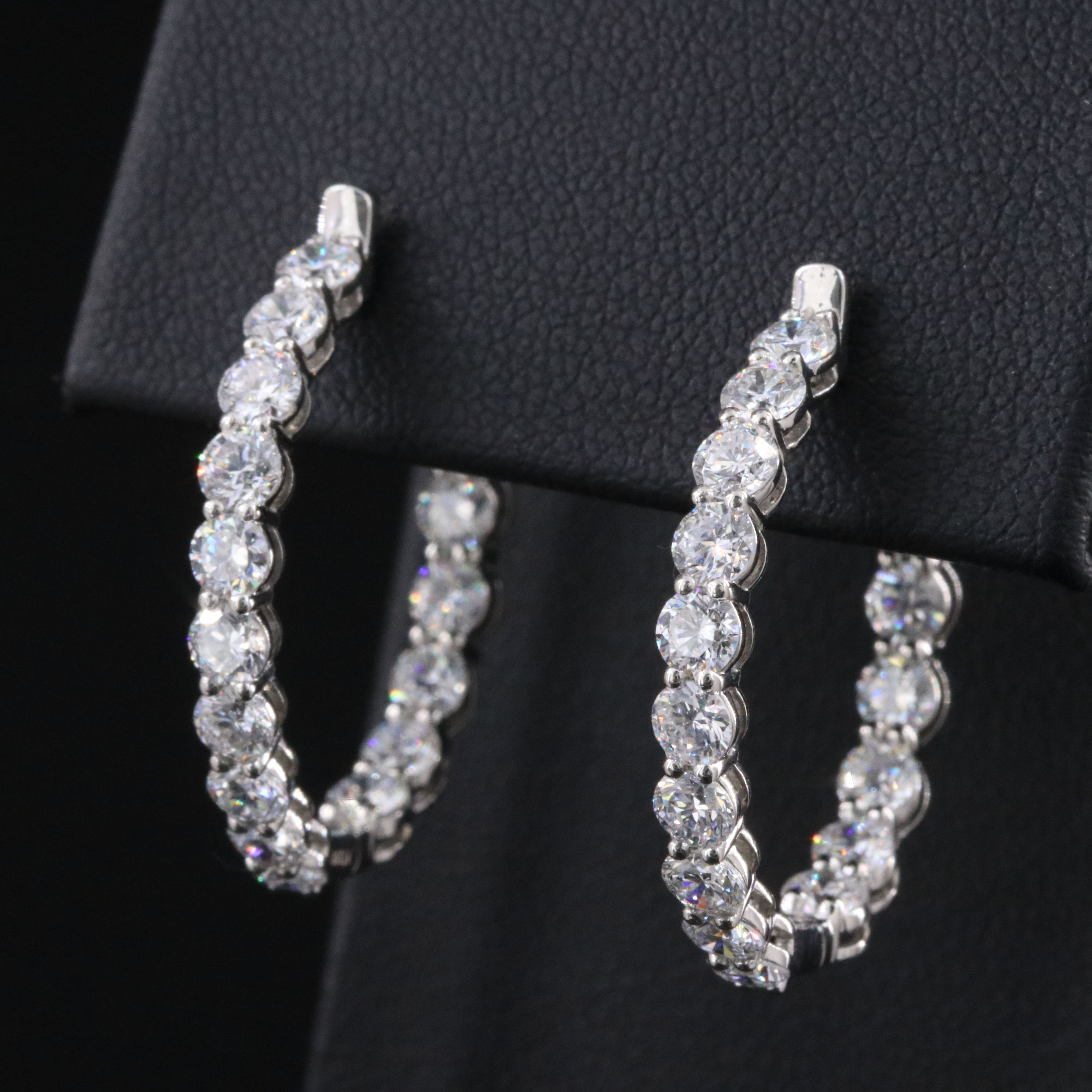 Platinum 4.44 CTW Lab Grown Diamond Inside-Out Hoop Earrings