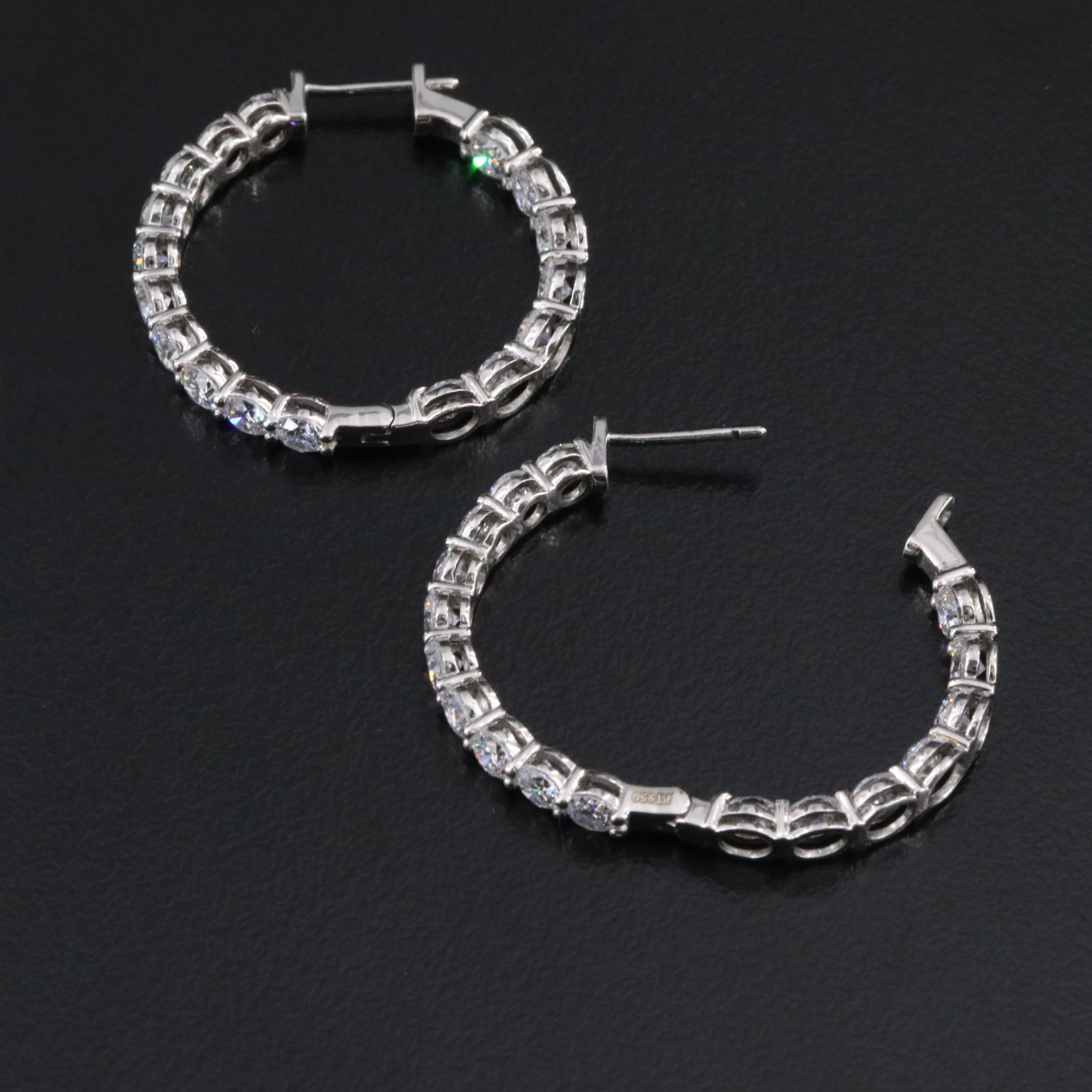 Platinum 4.44 CTW Lab Grown Diamond Inside-Out Hoop Earrings