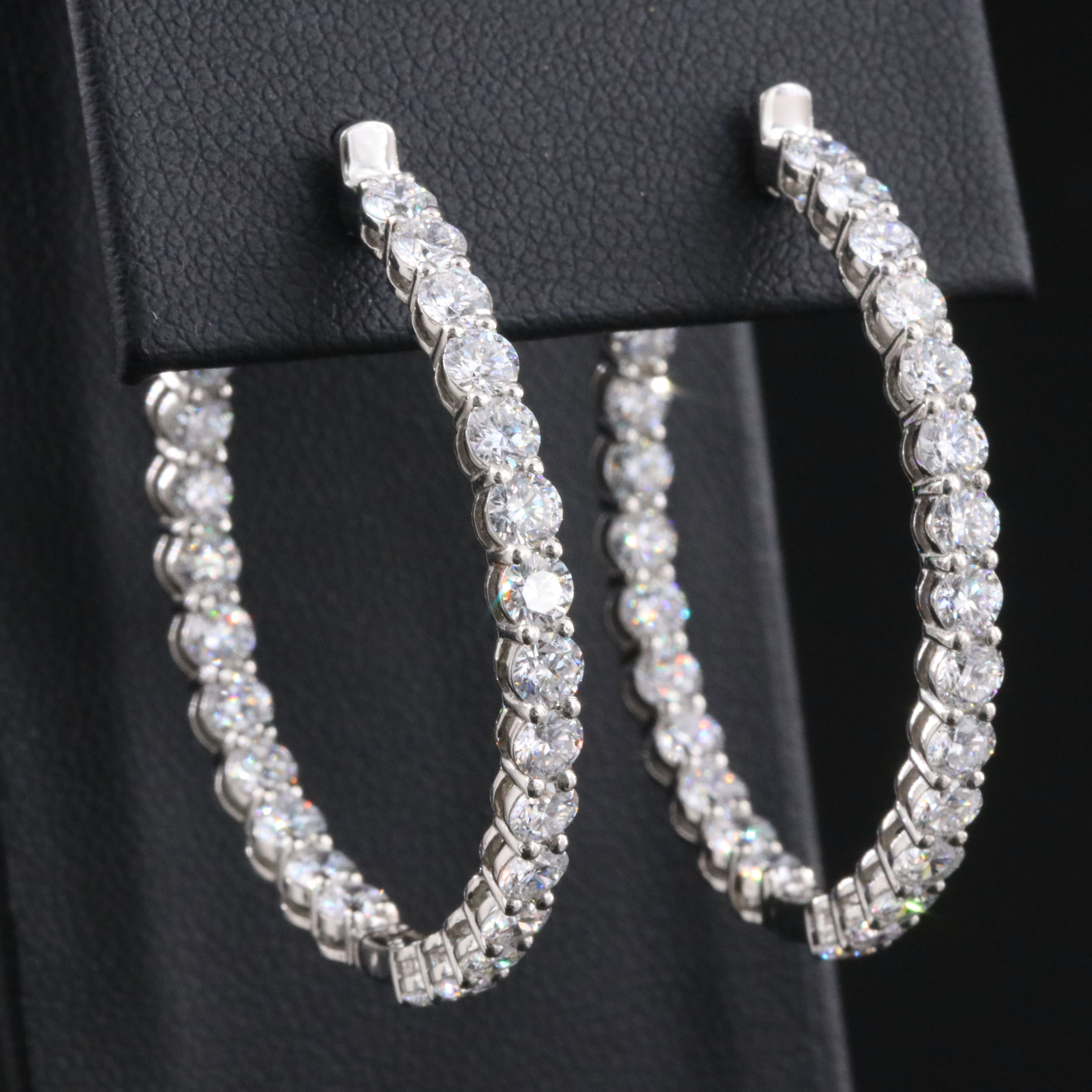 Platinum 6.71 CTW Lab Grown Diamond Inside-Out Hoop Earrings