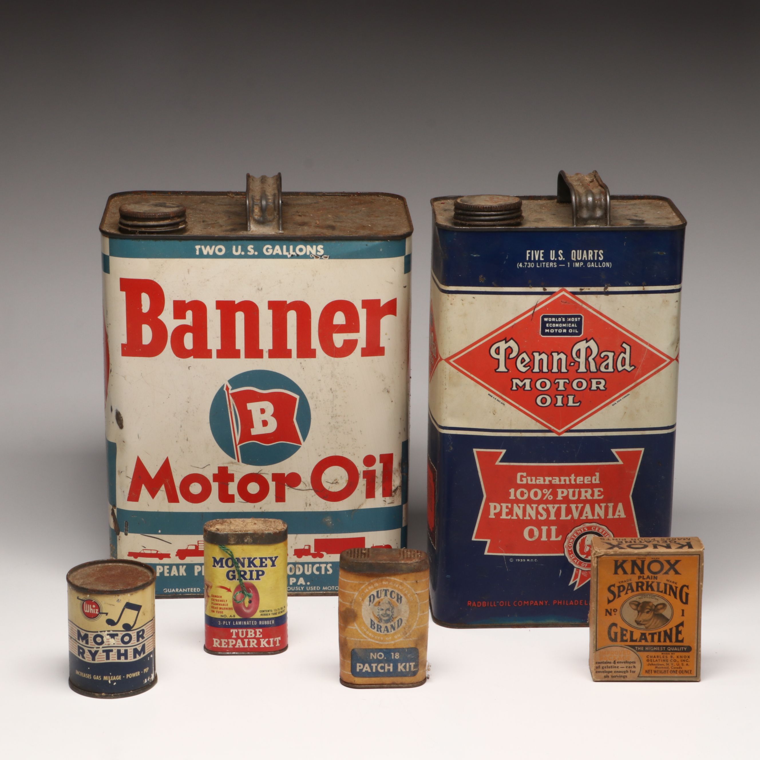 Penn-Rad Motor Oil Can, Du Pont Gelatin Wood Crate and More Vintage Memorabilia