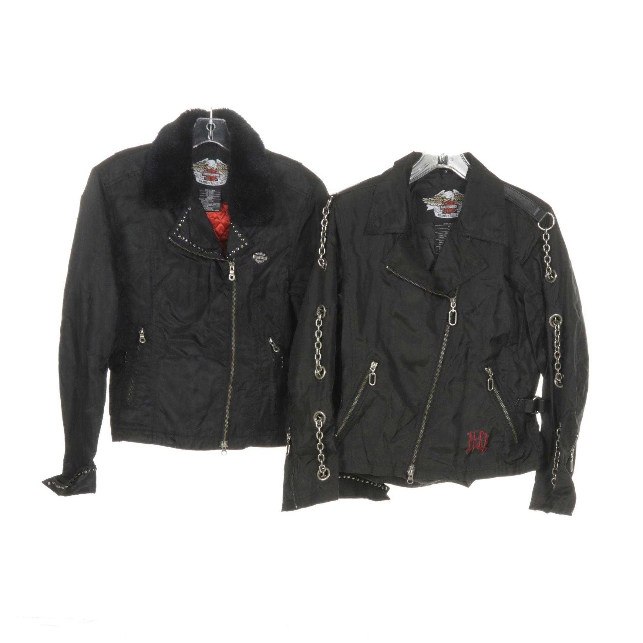 Harley-Davidson Women's Black Nylon Chain and Stud Motorcycle Jackets, 2004