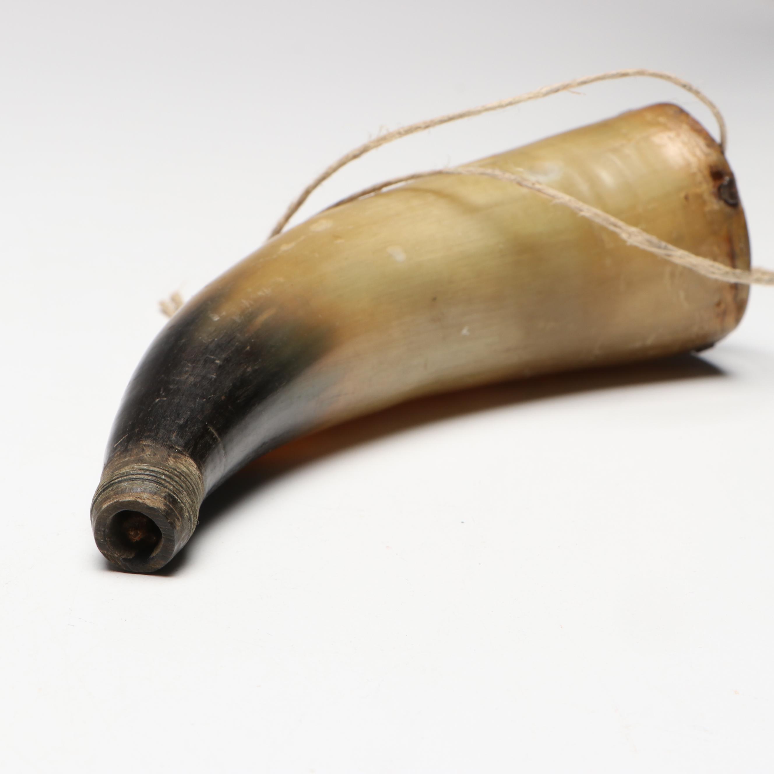 Antique Polished Horn Powder Flasks