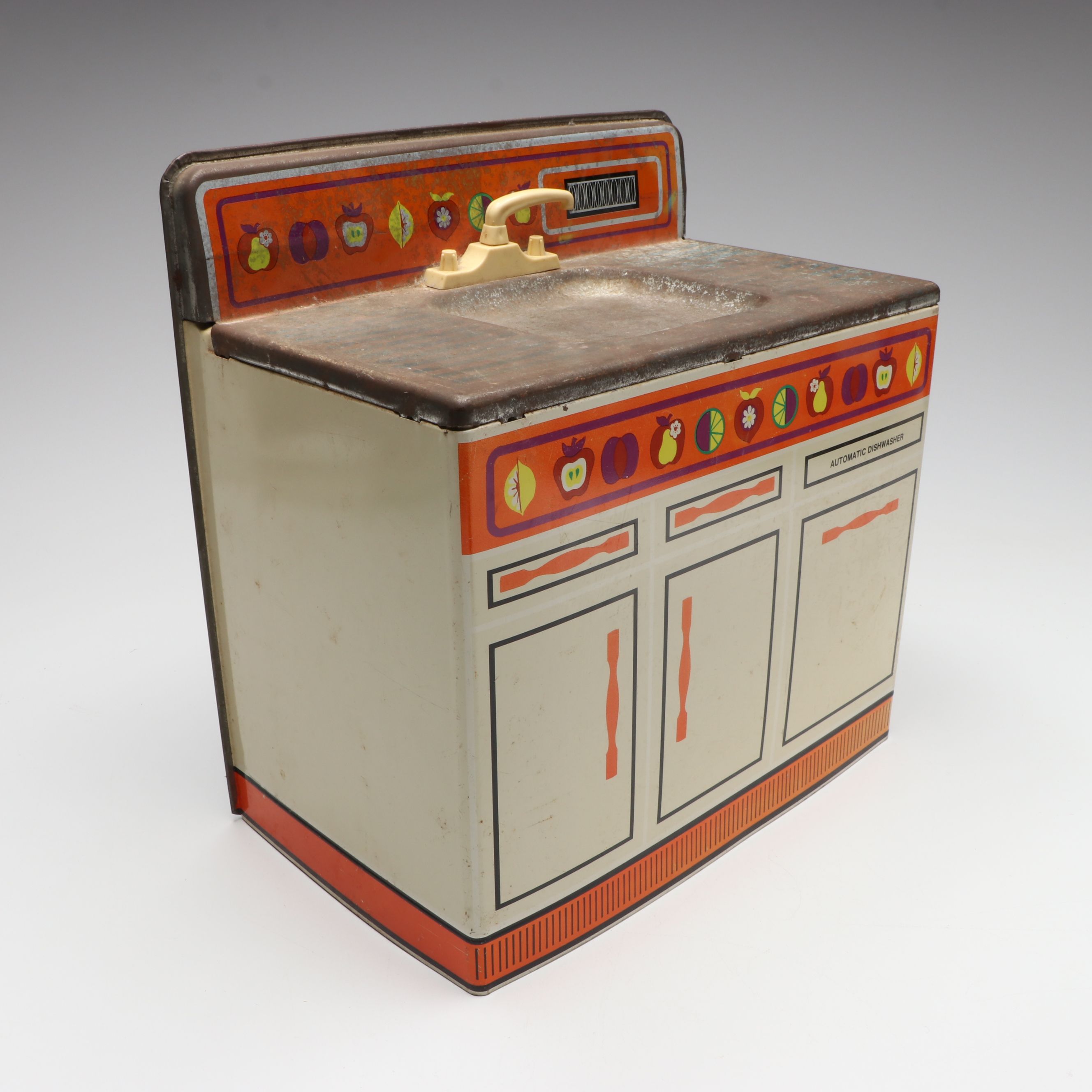 Wolverine Toys Tin Lithograph Oven, Sink and Refrigerator, Mid-Century