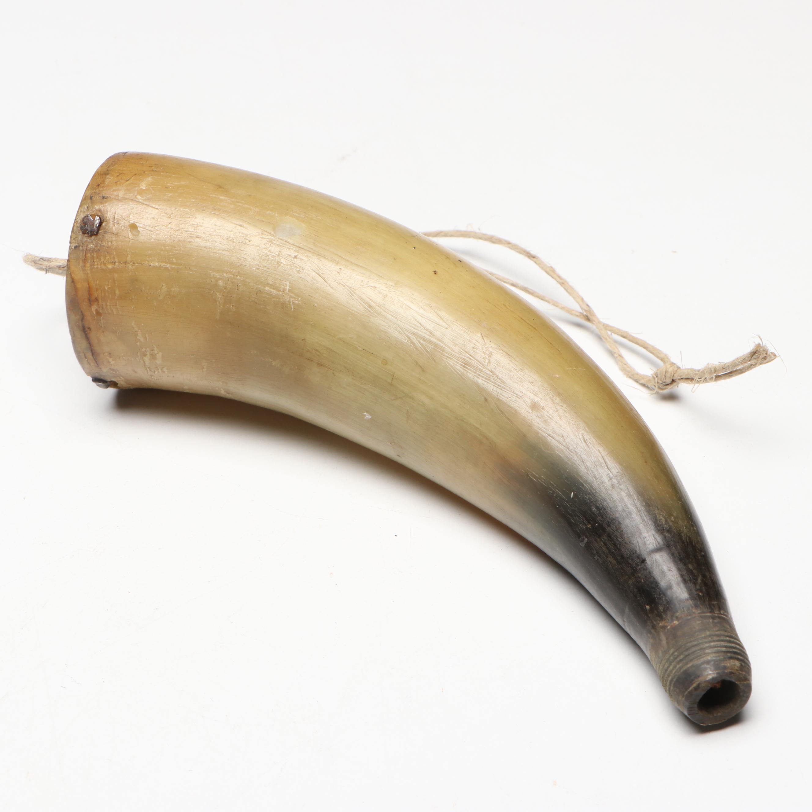 Antique Polished Horn Powder Flasks