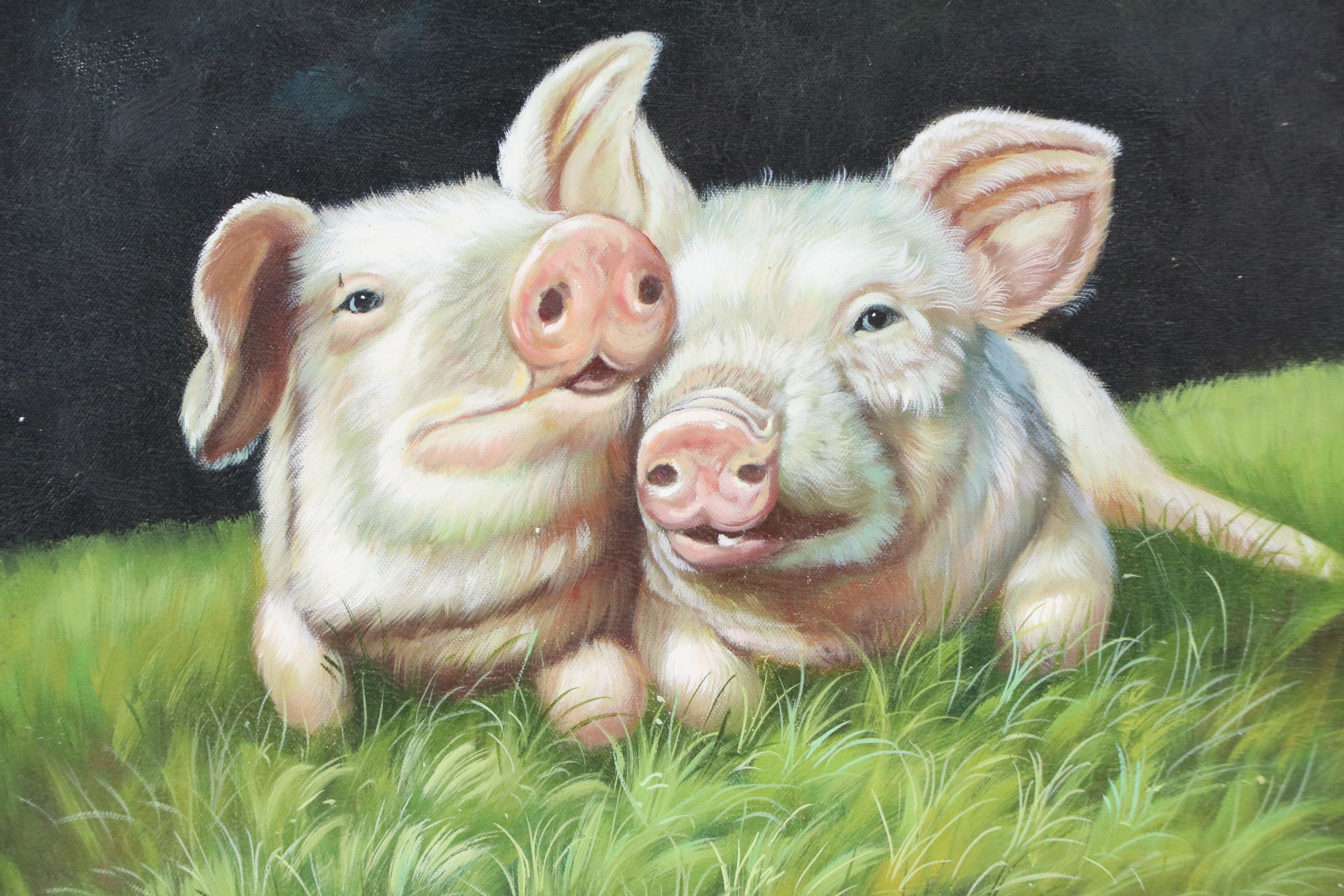 Acrylic Painting of Piglets