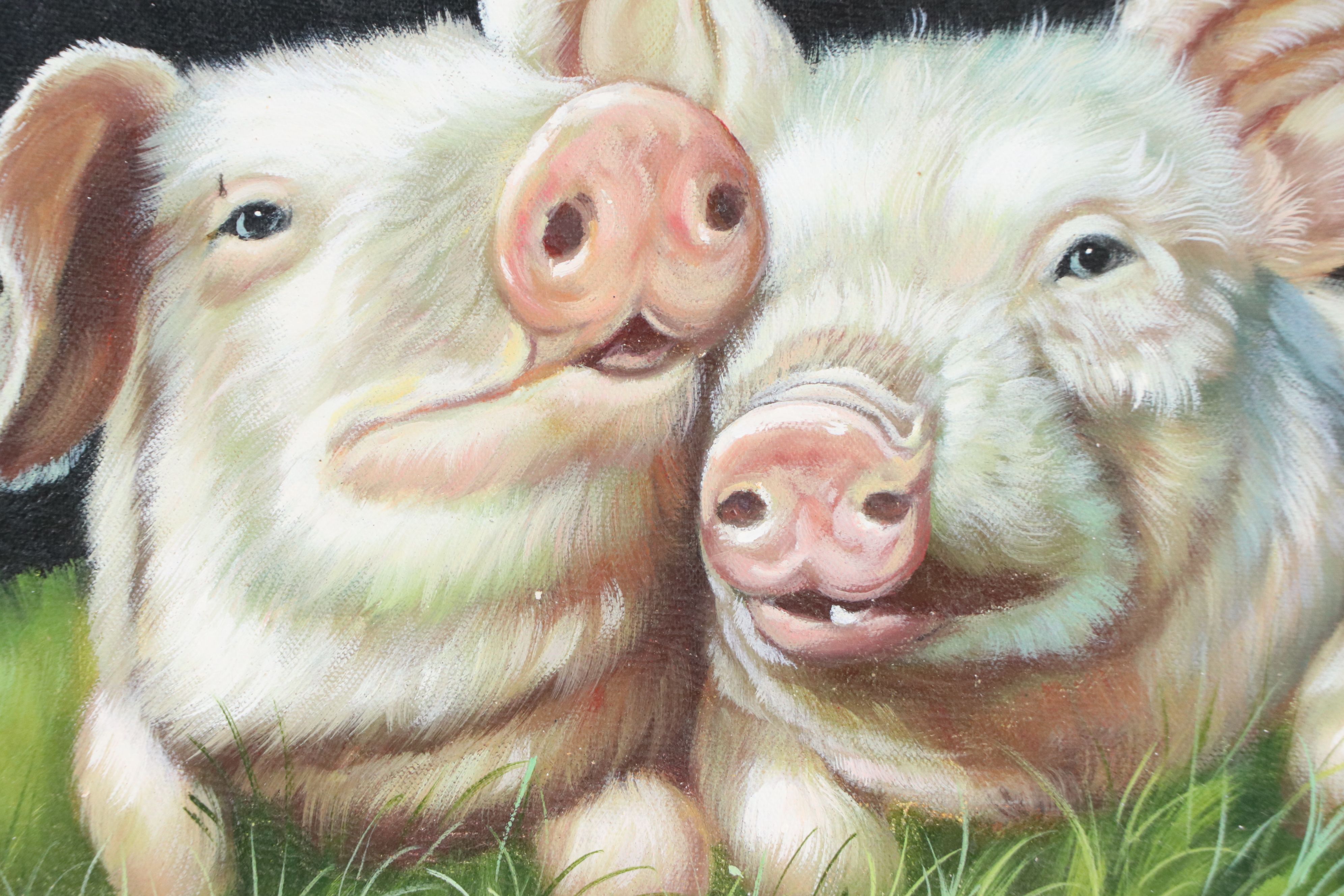 Acrylic Painting of Piglets