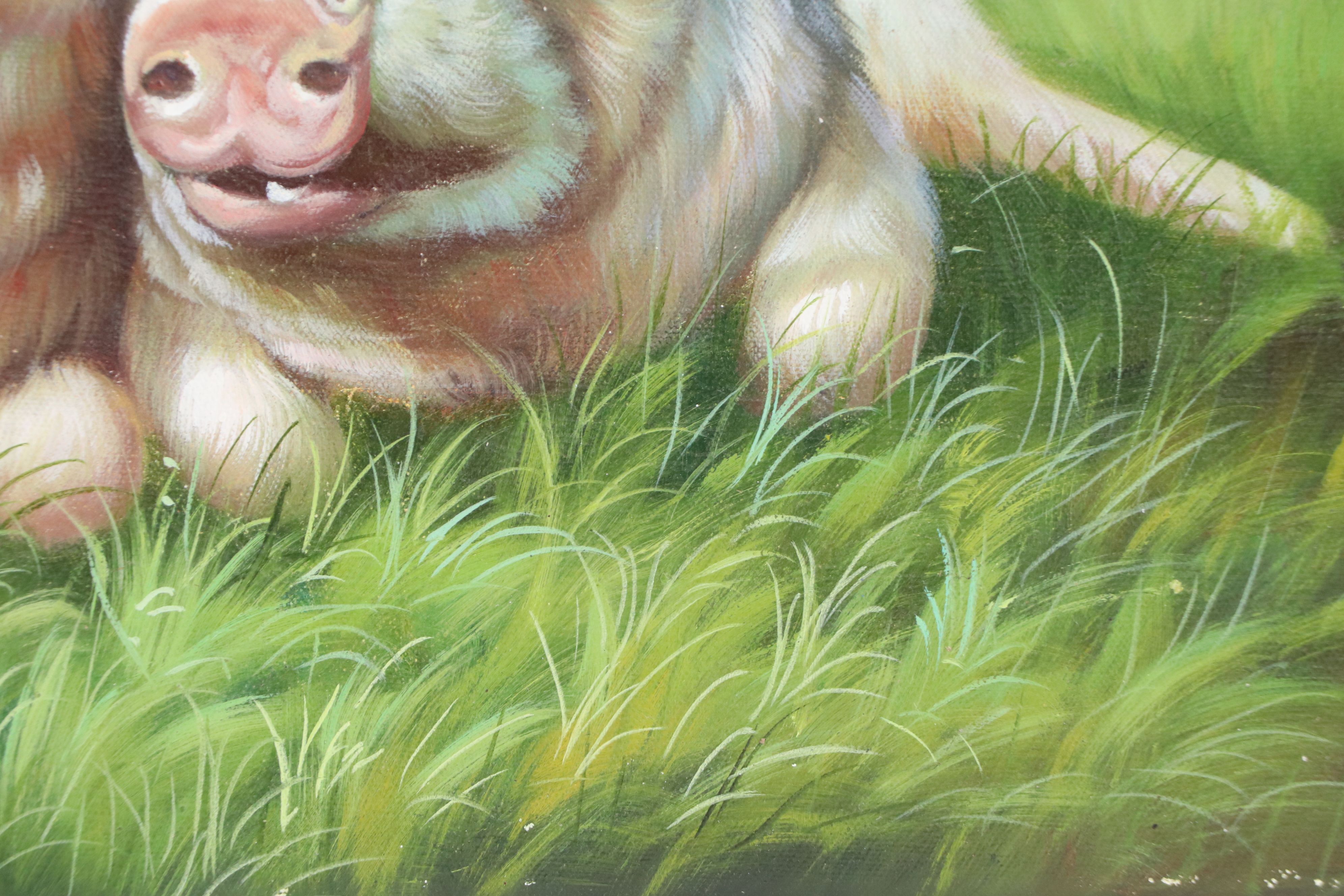 Acrylic Painting of Piglets