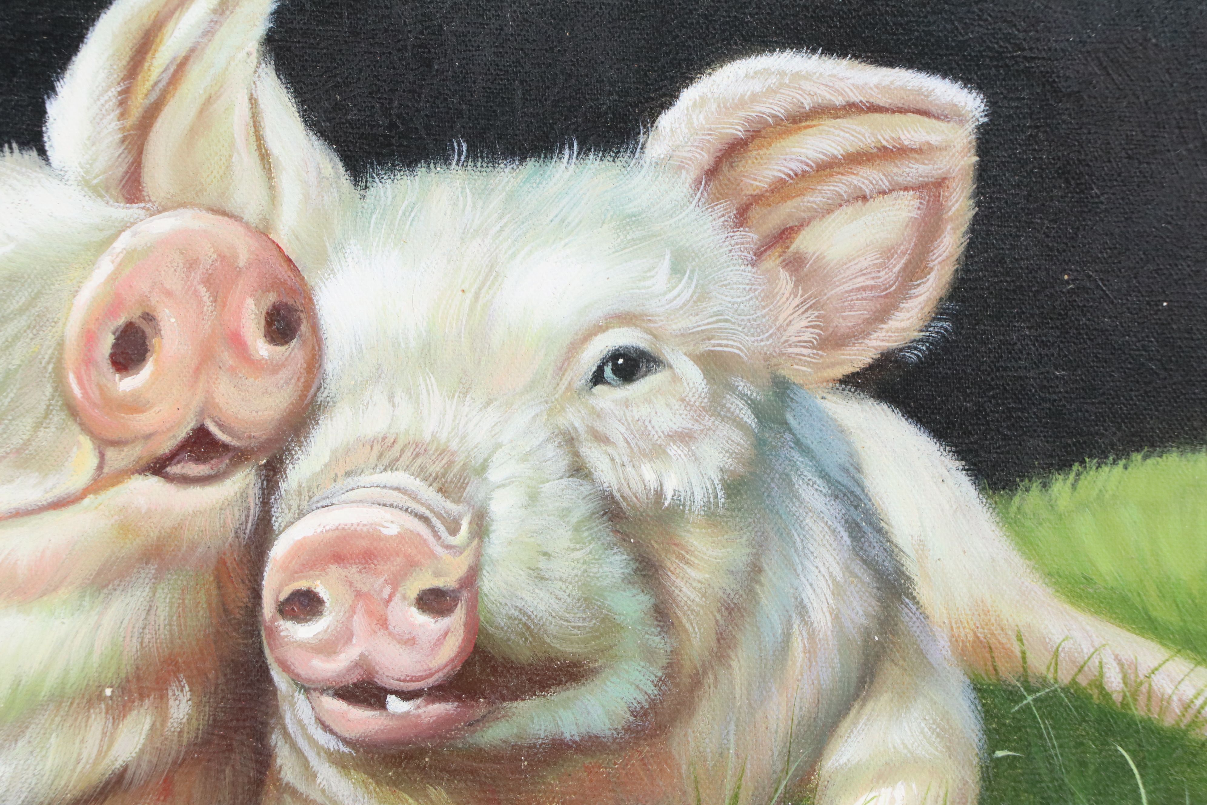Acrylic Painting of Piglets