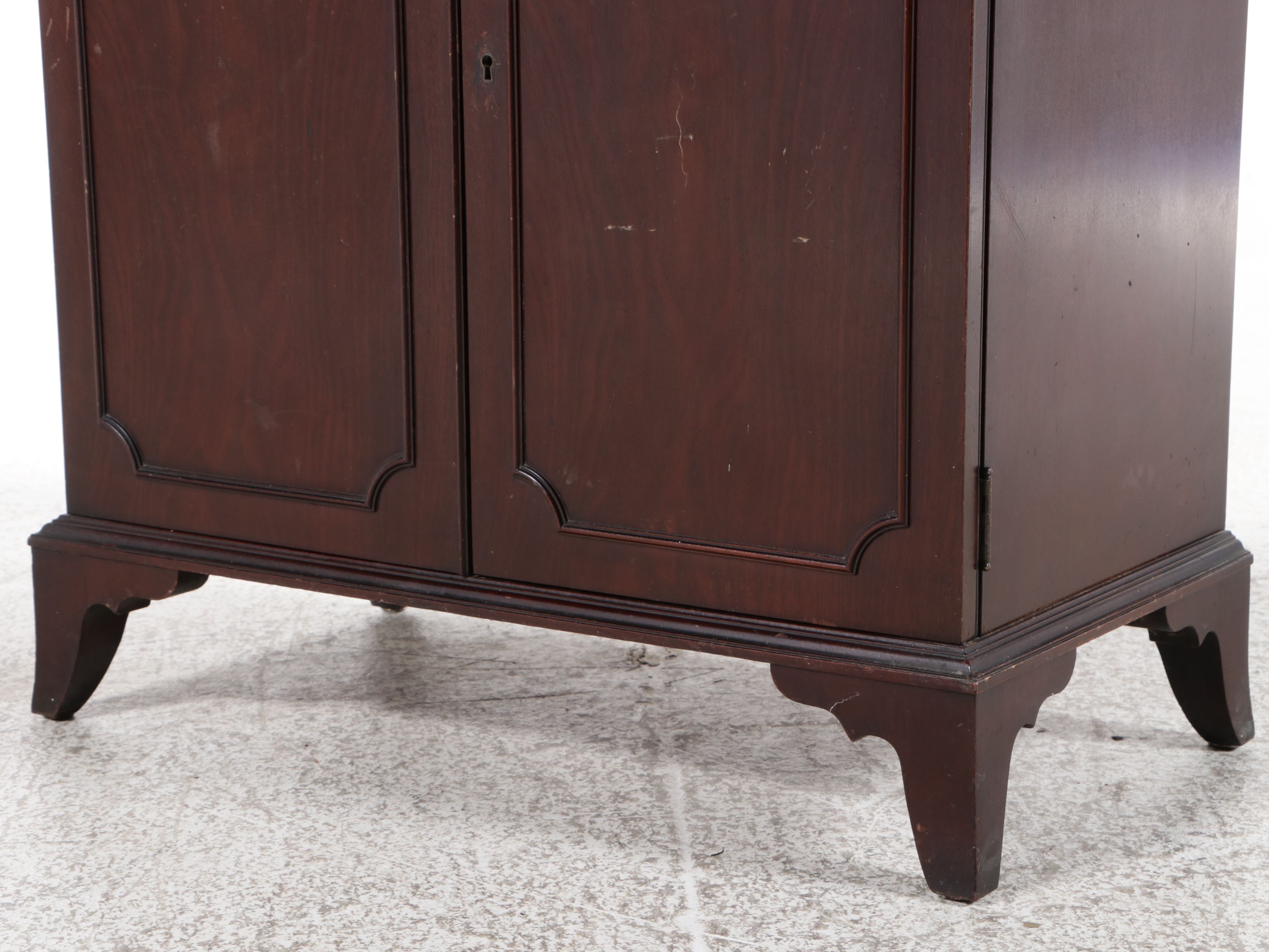 Hepplewhite Style China Cabinet with Prince of Wales Feather Arched Pediment