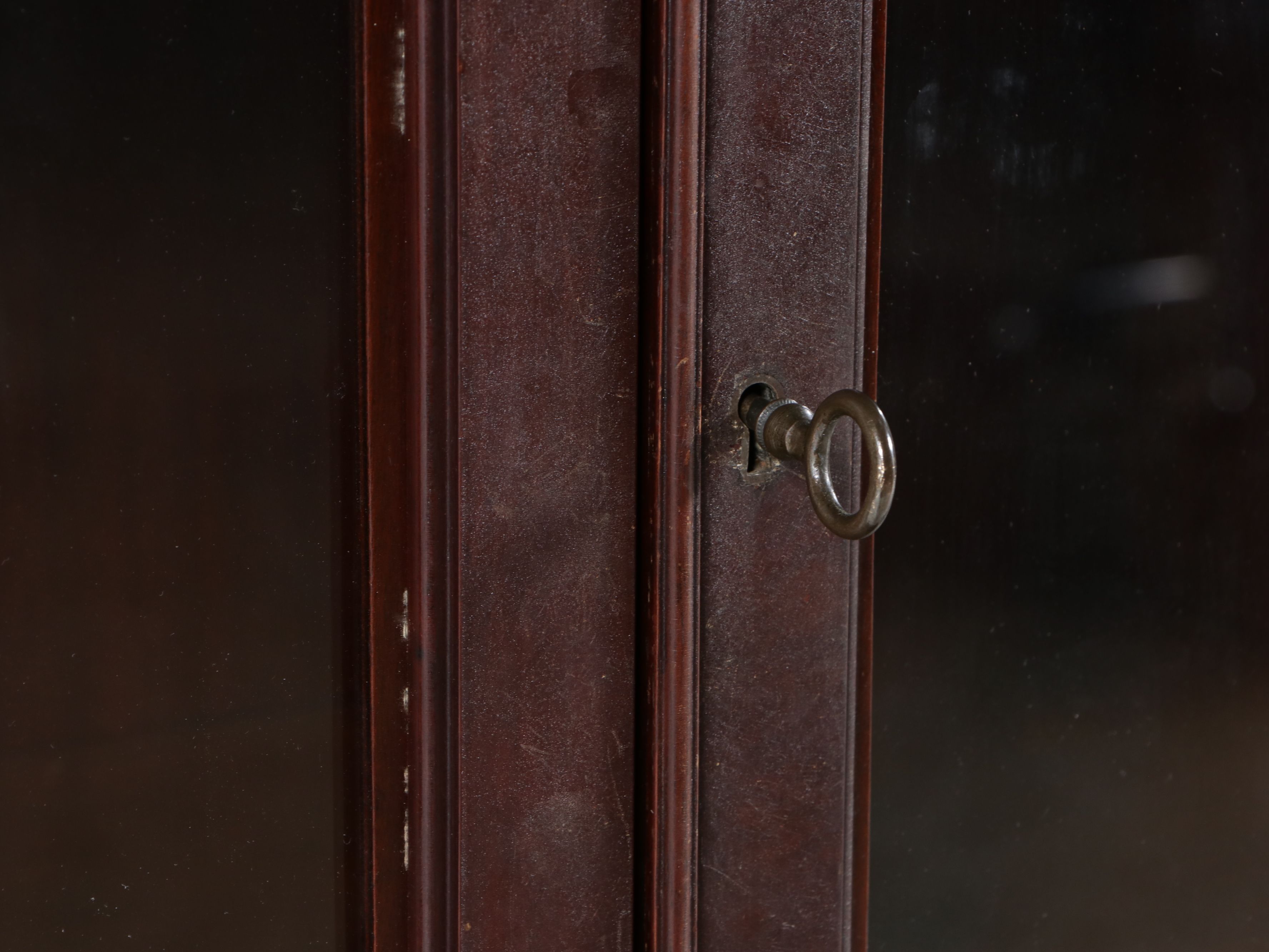 Hepplewhite Style China Cabinet with Prince of Wales Feather Arched Pediment