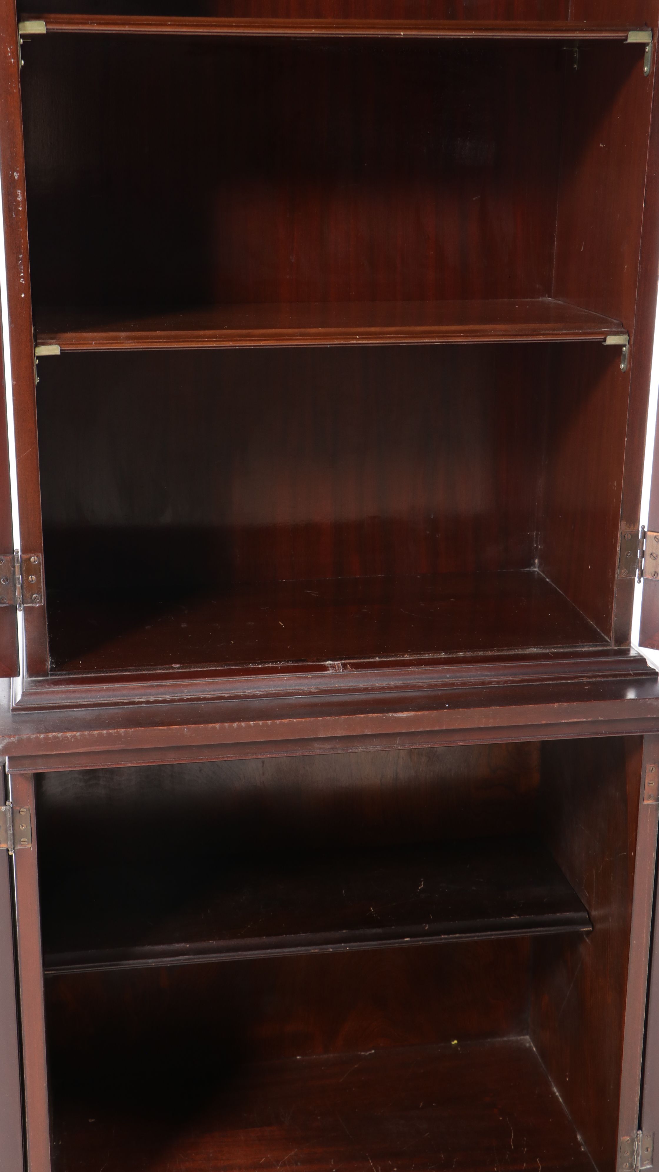 Hepplewhite Style China Cabinet with Prince of Wales Feather Arched Pediment