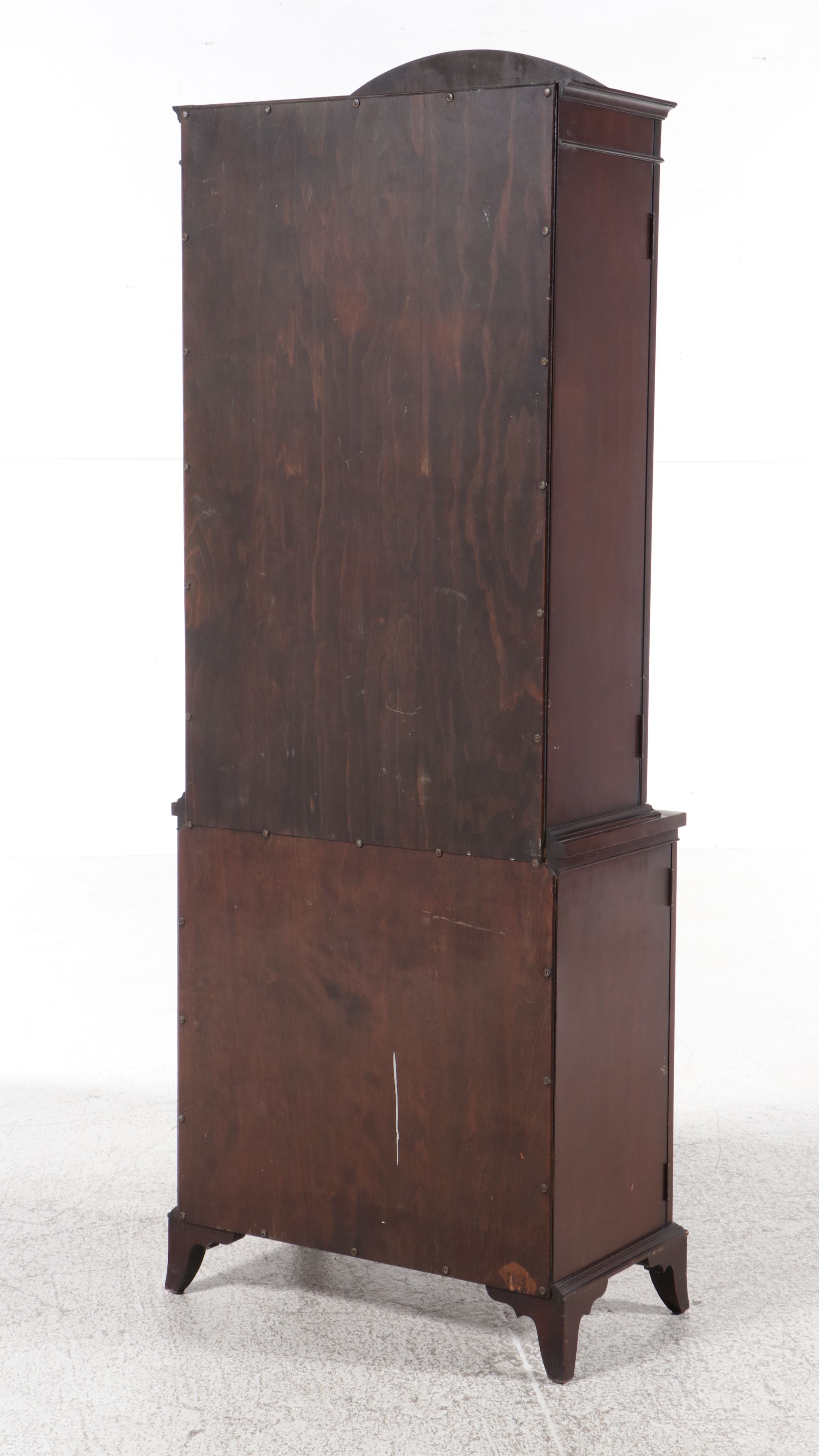 Hepplewhite Style China Cabinet with Prince of Wales Feather Arched Pediment