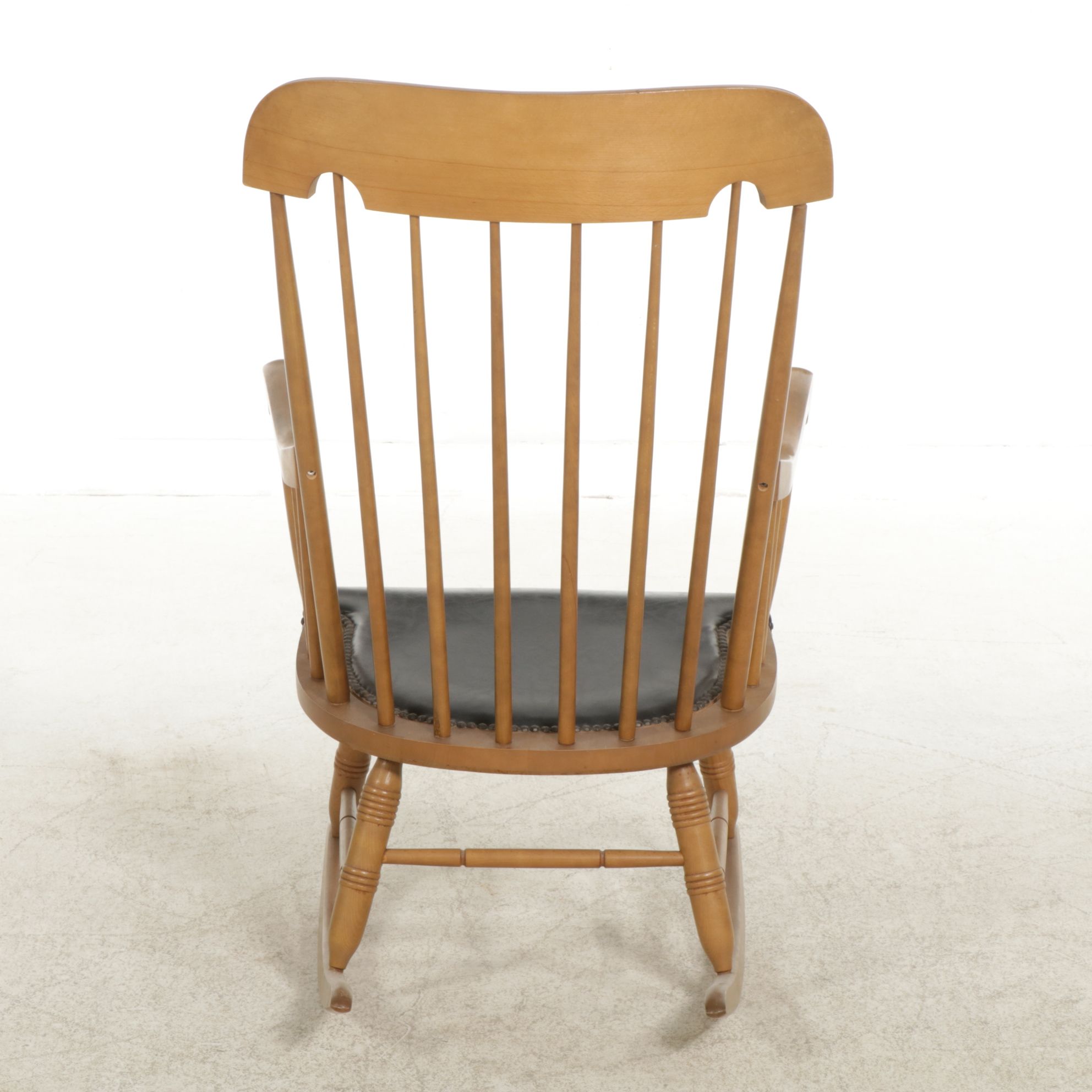 Authentic Furniture Spindle-Back Rocking Chair with Faux Leather Seat