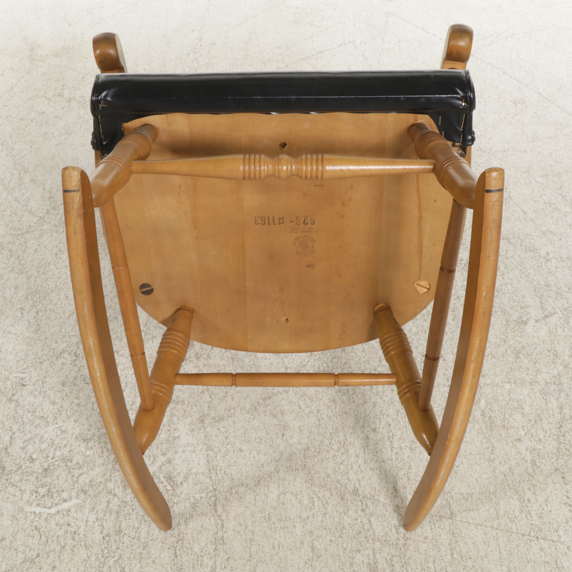 Authentic Furniture Spindle-Back Rocking Chair with Faux Leather Seat