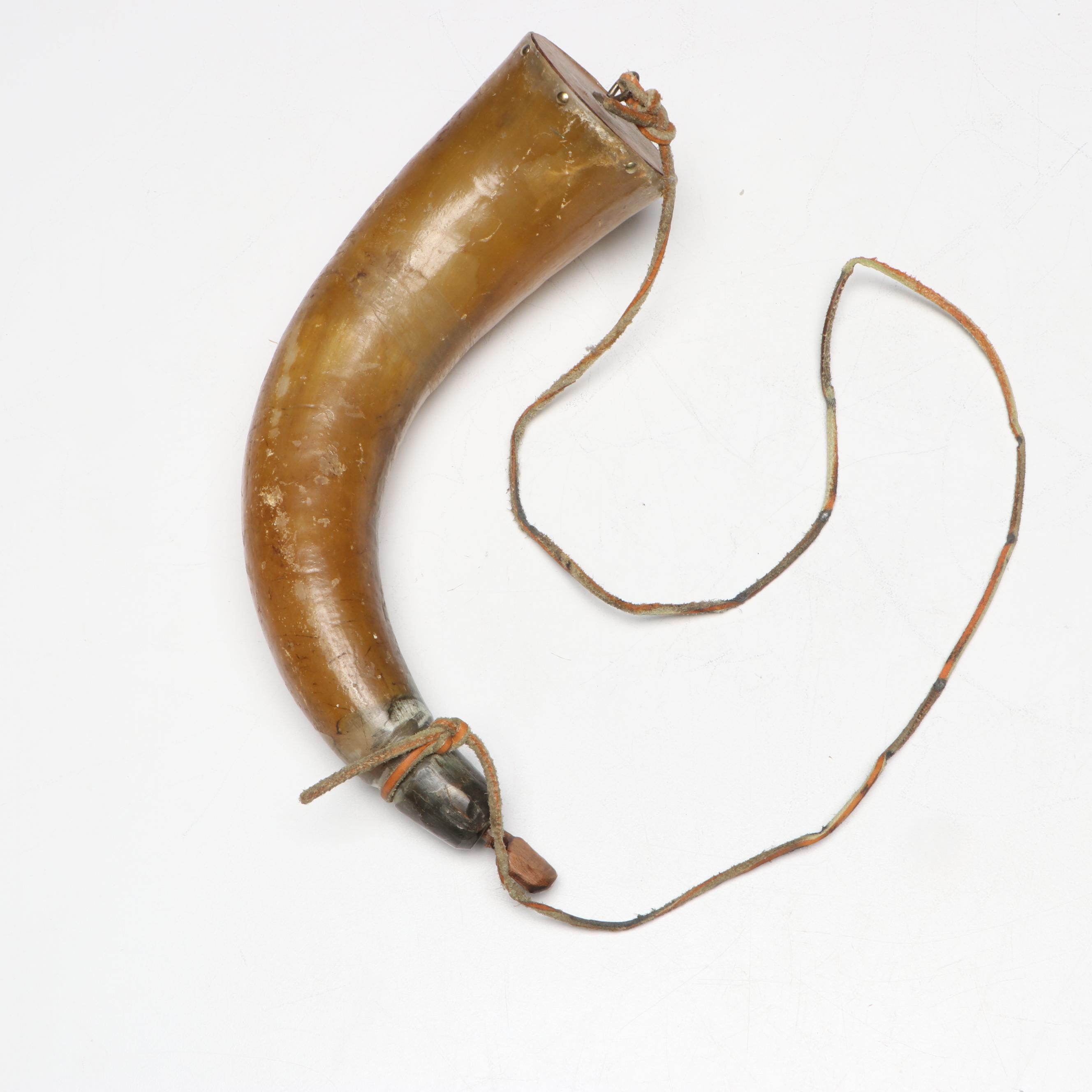 Powder Horns with Leather Straps, 19th Century