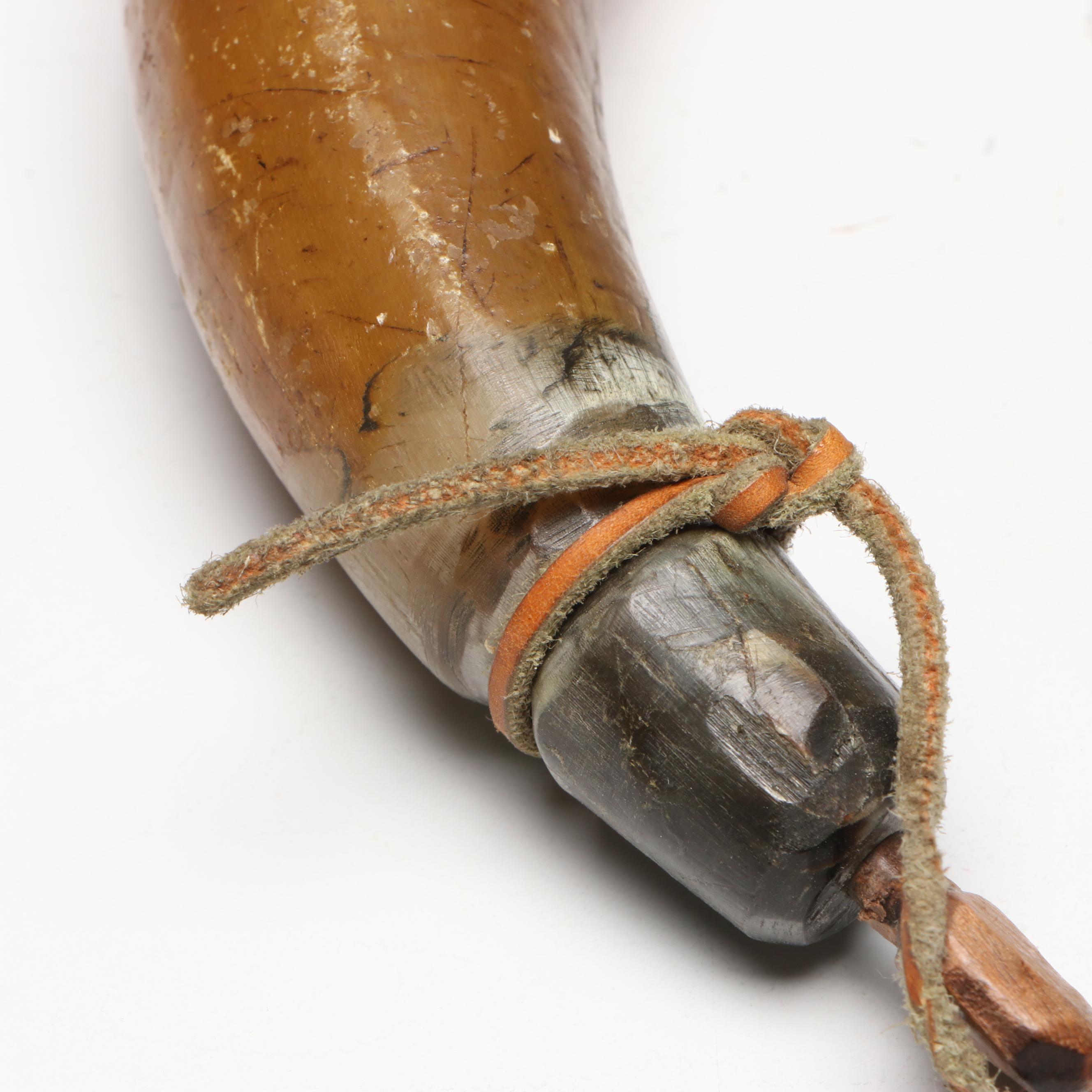 Powder Horns with Leather Straps, 19th Century