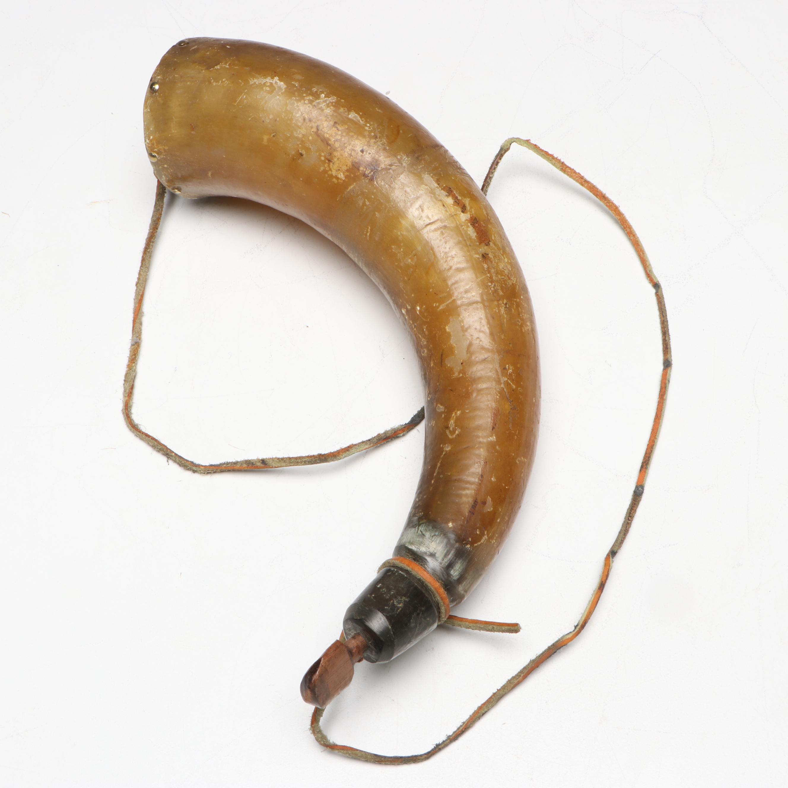 Powder Horns with Leather Straps, 19th Century