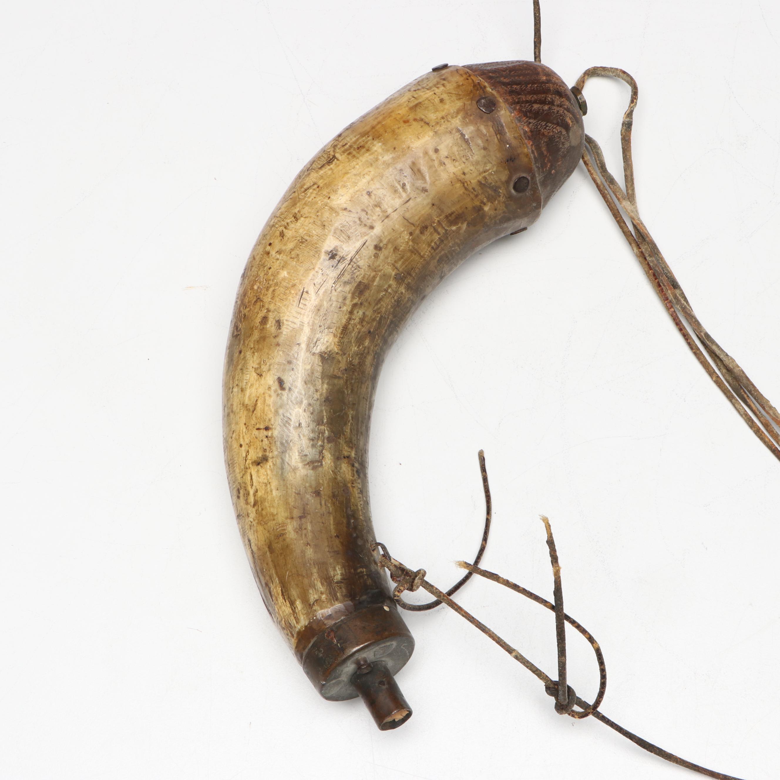 Powder Horns with Leather Straps, 19th Century