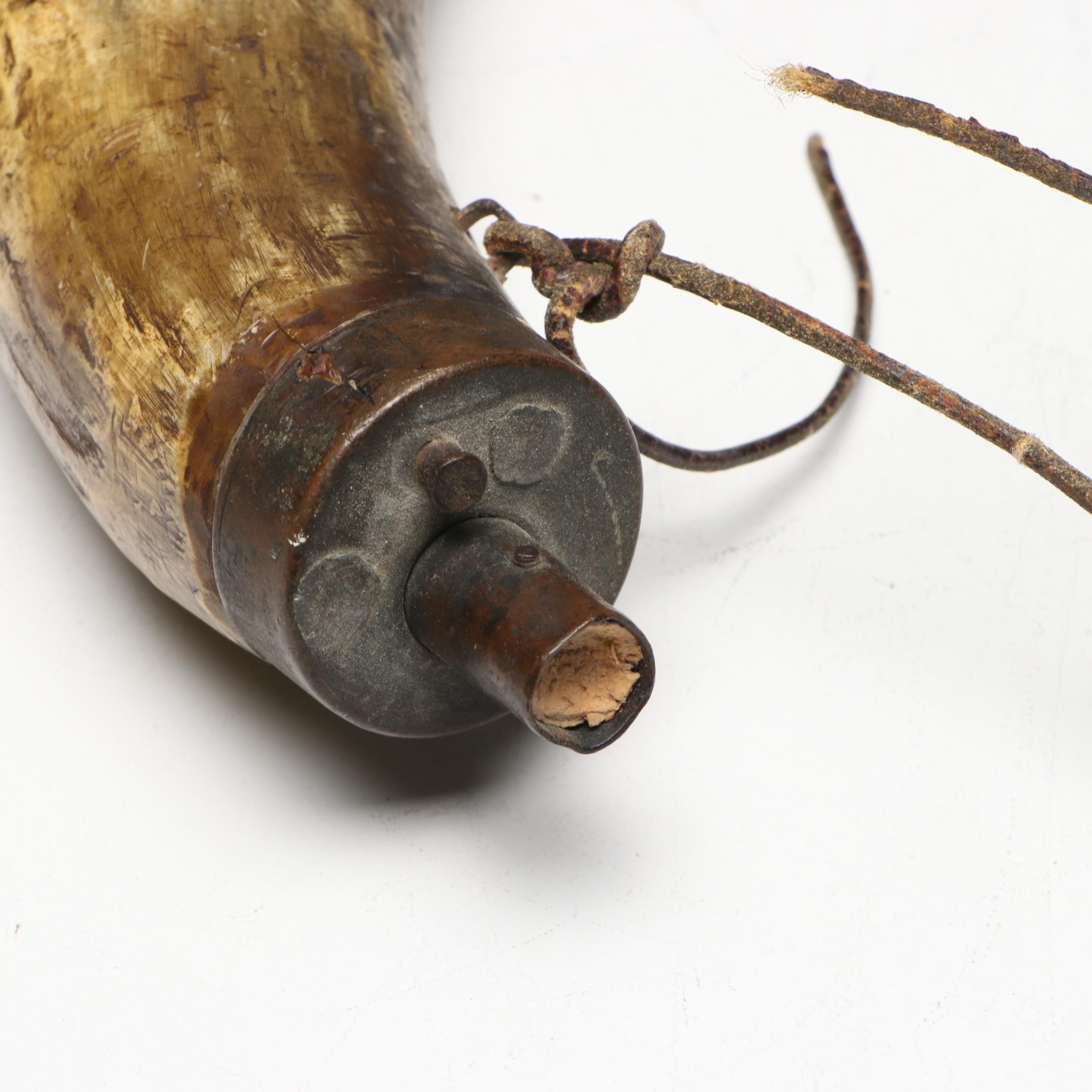 Powder Horns with Leather Straps, 19th Century