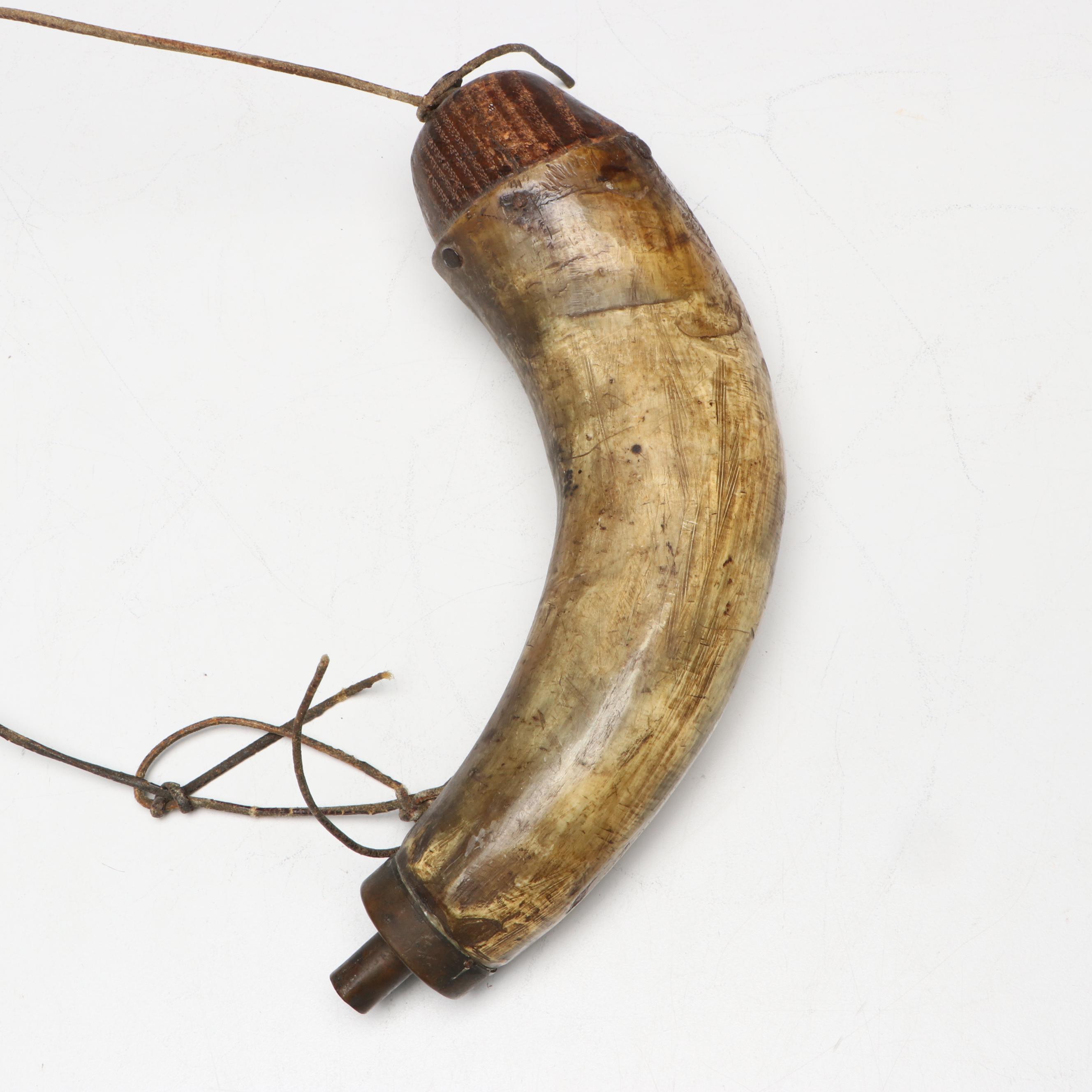 Powder Horns with Leather Straps, 19th Century