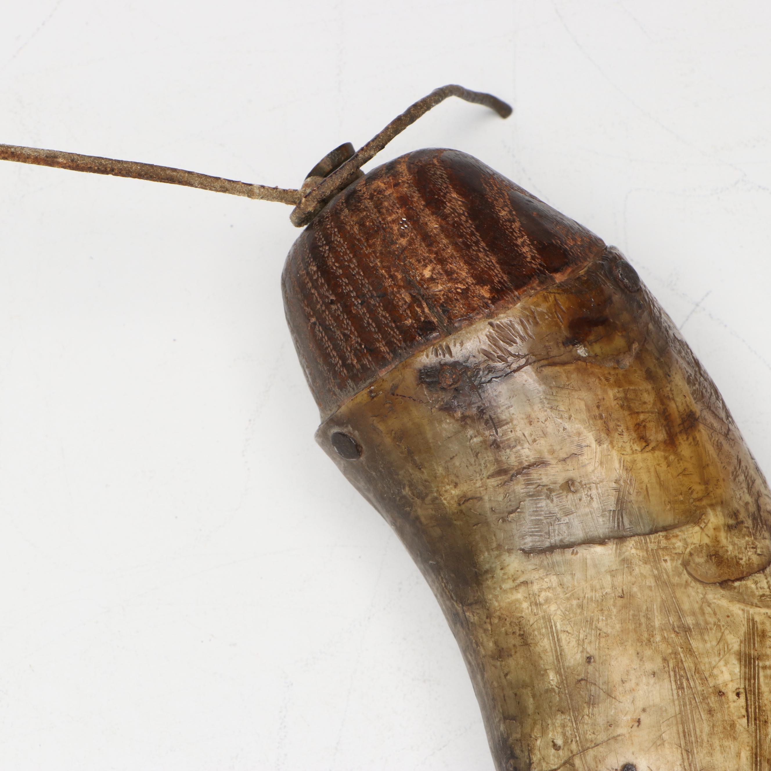 Powder Horns with Leather Straps, 19th Century