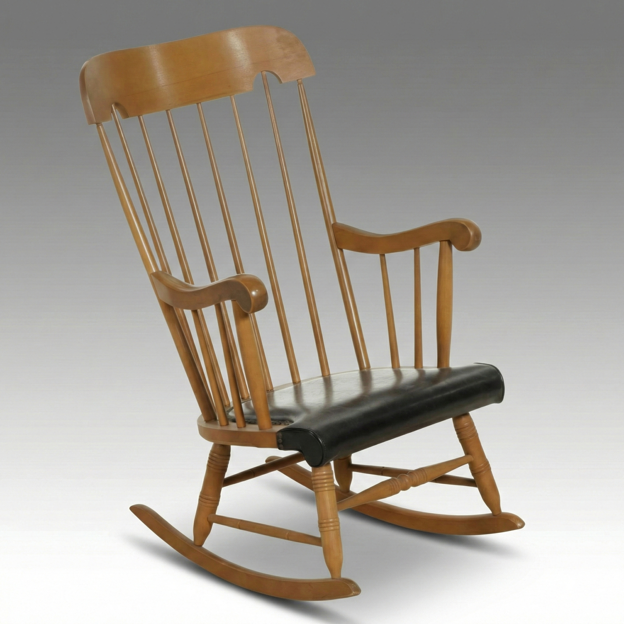 Authentic Furniture Spindle-Back Rocking Chair with Faux Leather Seat