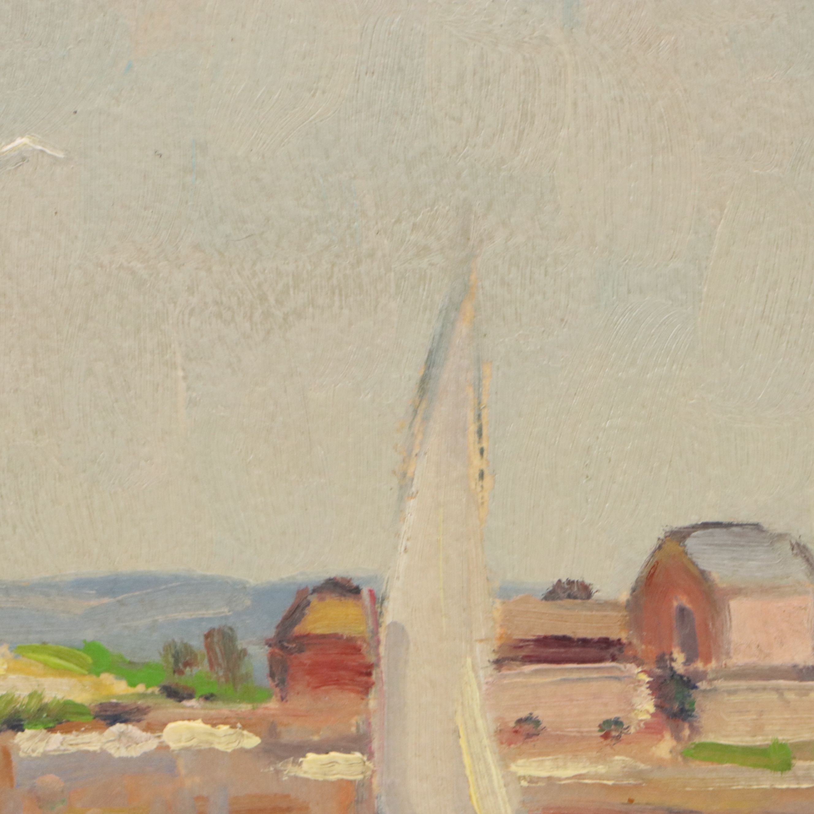 L. W. Broome Harbor Scene Oil Painting with Sailboats, 20th Century