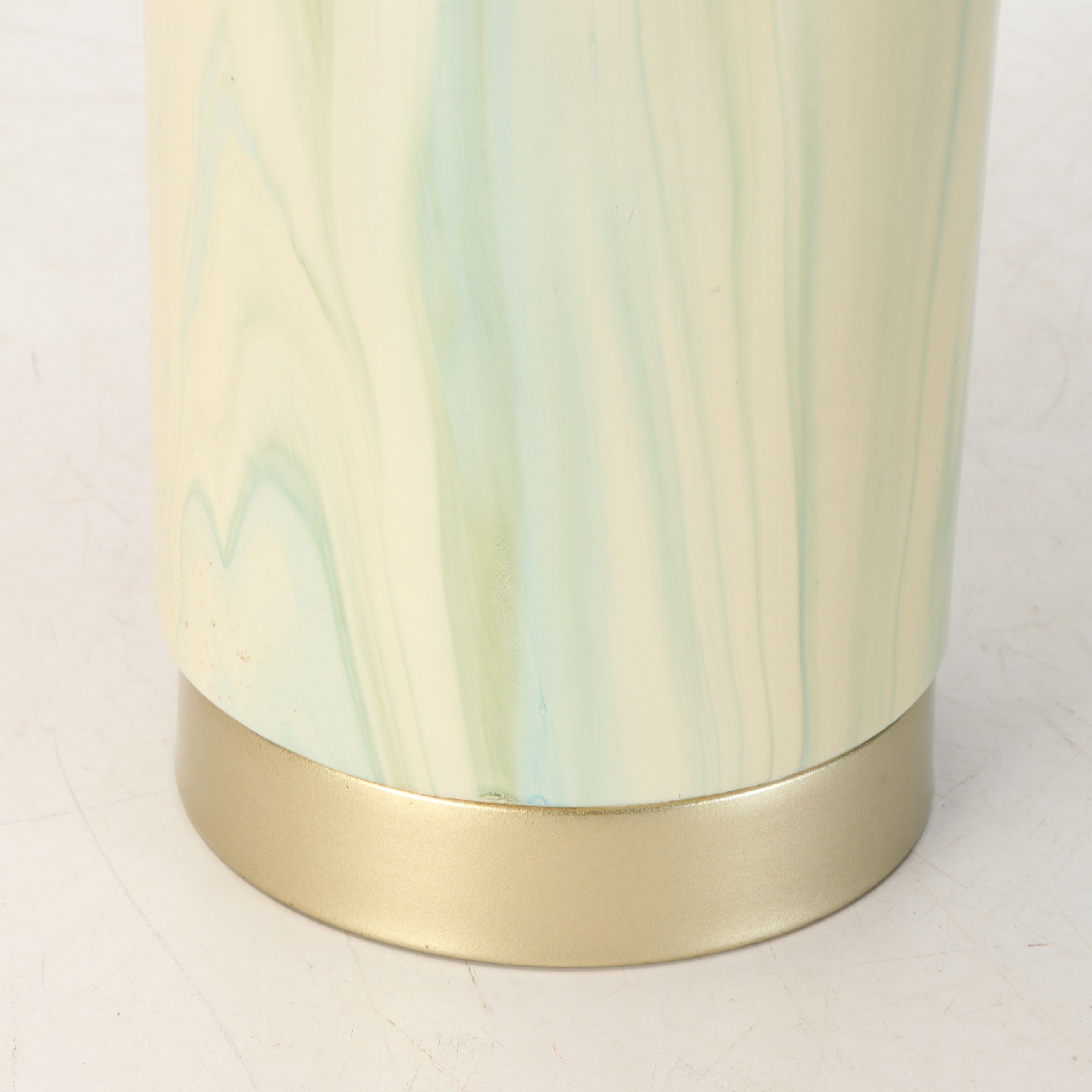 Marbled Ceramic Table Lamp with Cotton Drum Shade