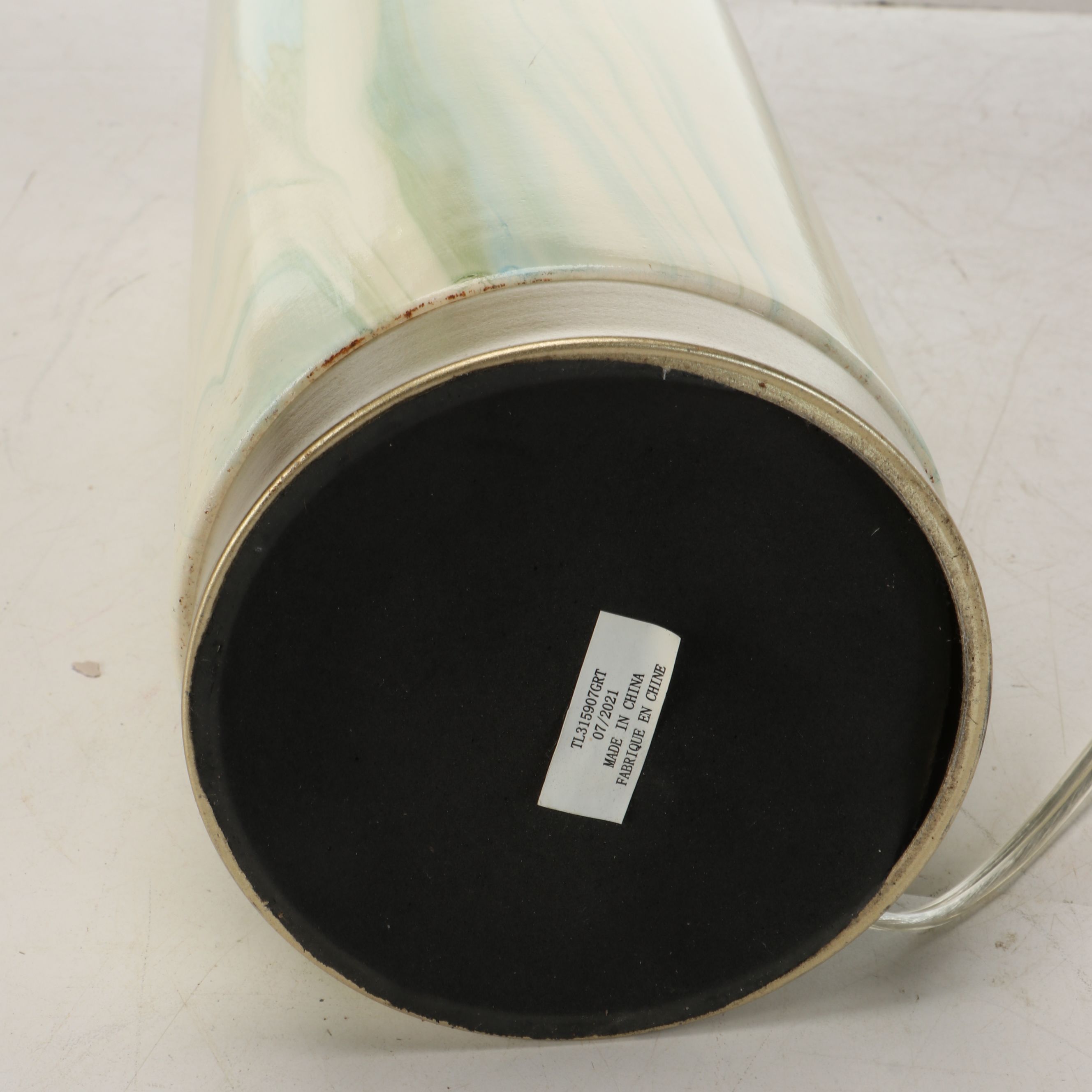 Marbled Ceramic Table Lamp with Cotton Drum Shade