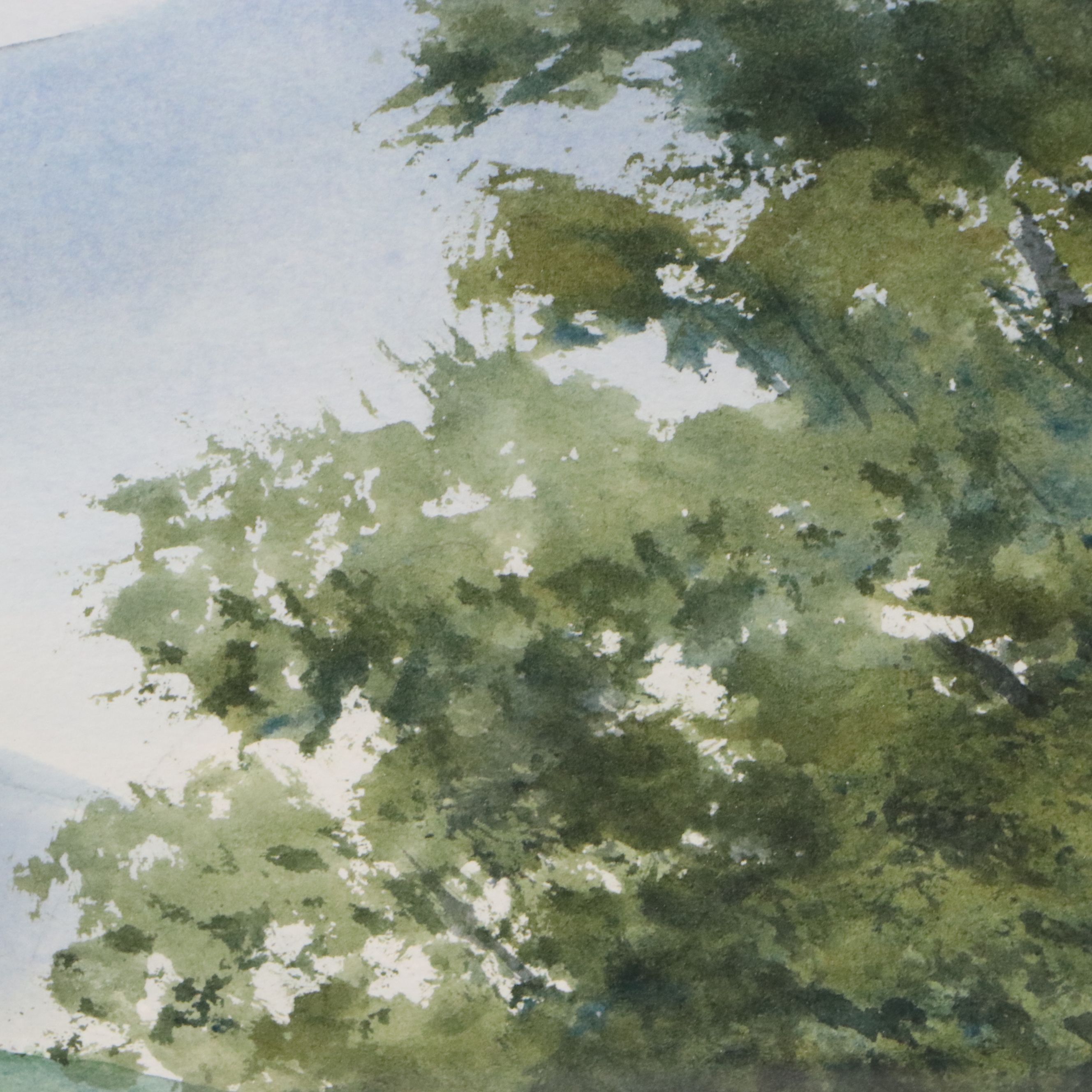Kathleen S. Mountain Landscape Watercolor Painting with Tree