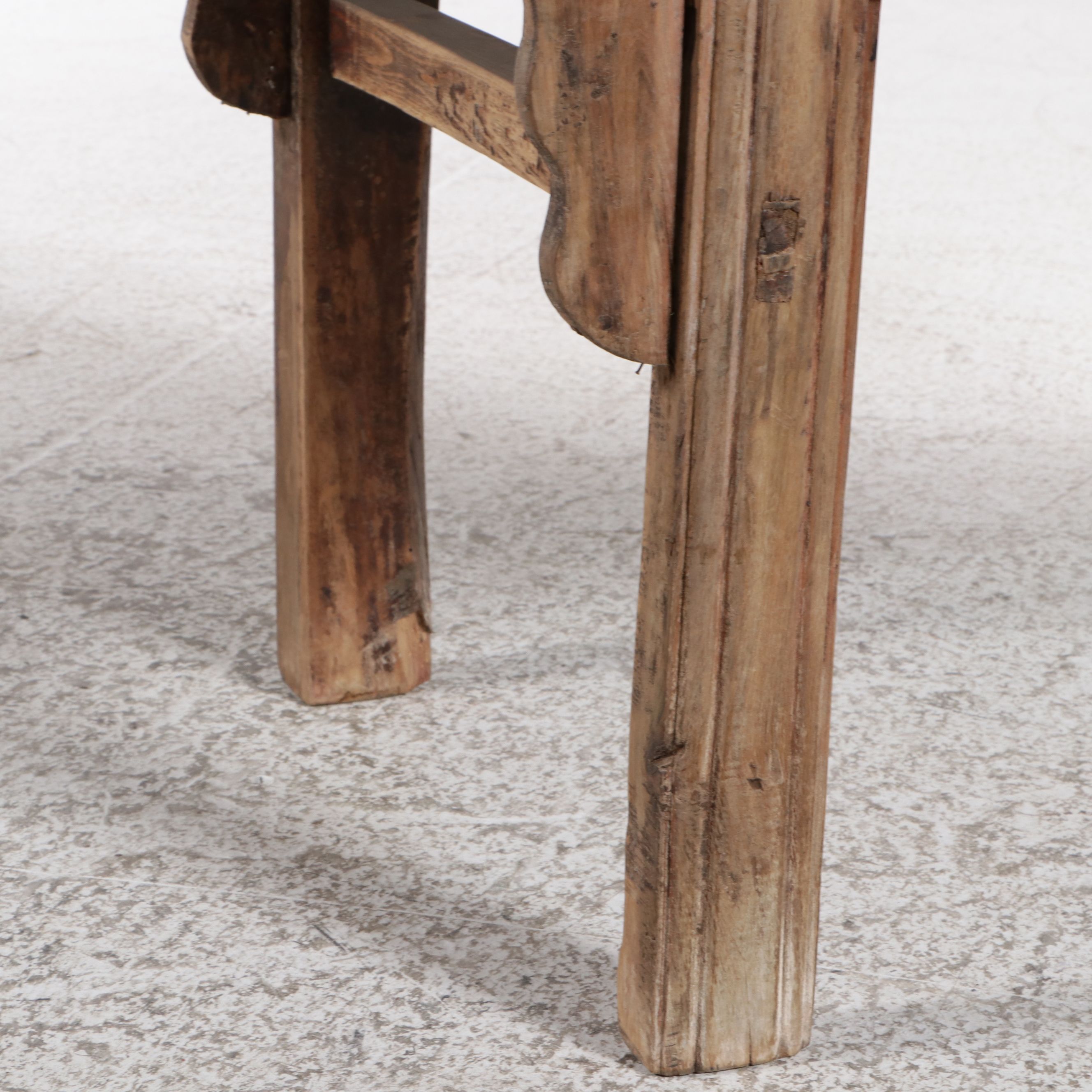 Chinese Provincial Carved Elmwood Side Table, 19th Century