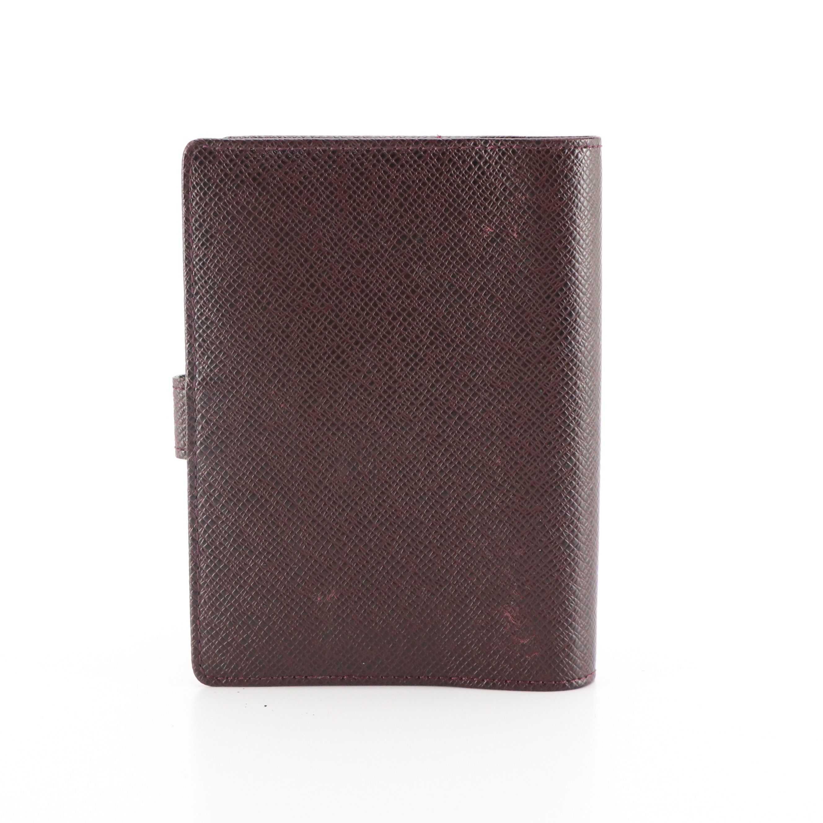 Louis Vuitton Small Ring Agenda Cover in Bordeaux Taïga Leather w/ Accessories