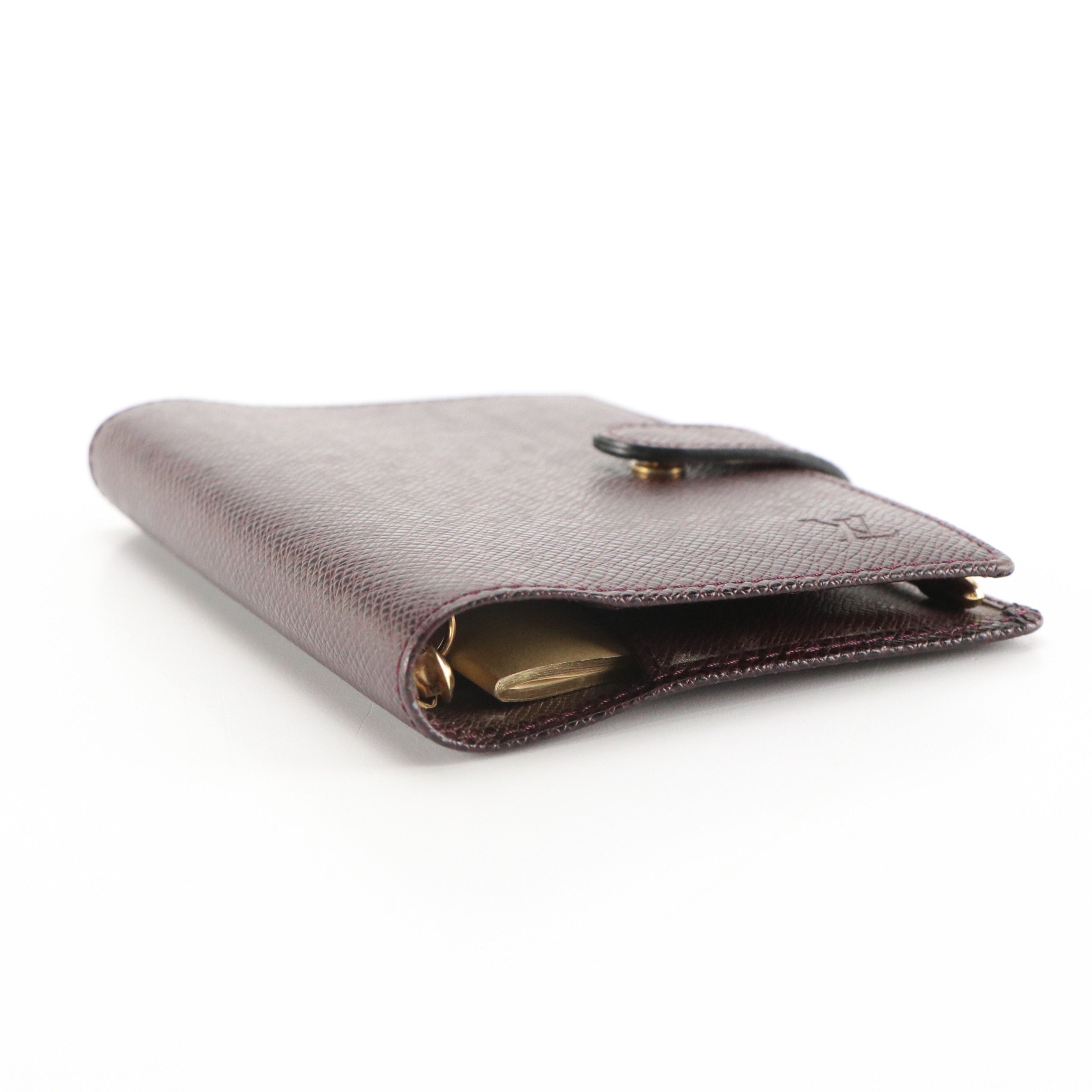 Louis Vuitton Small Ring Agenda Cover in Bordeaux Taïga Leather w/ Accessories