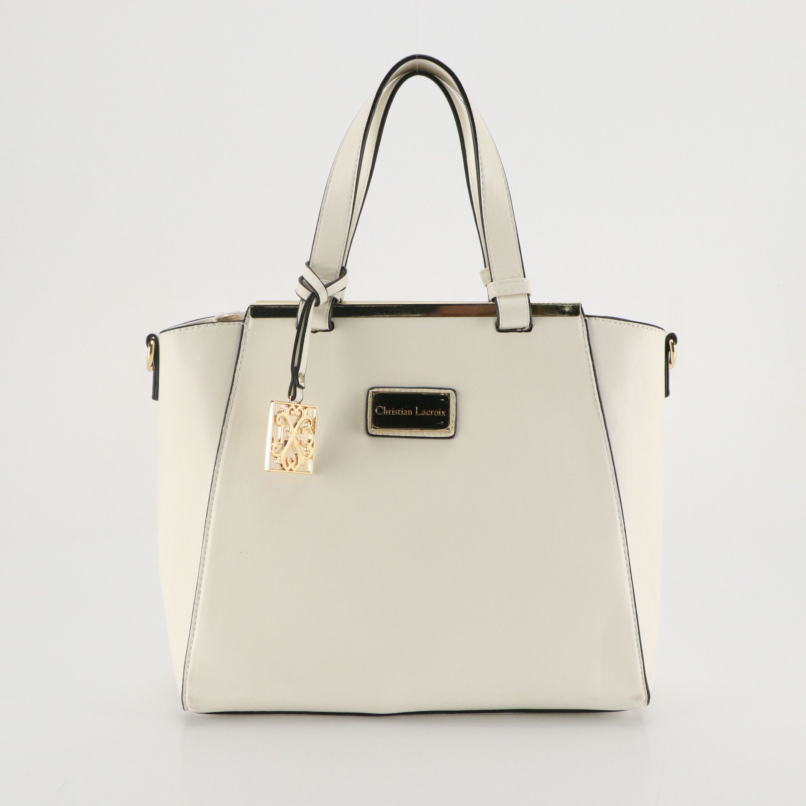 Christian Lacroix Top Handle Bag in White Faux Leather