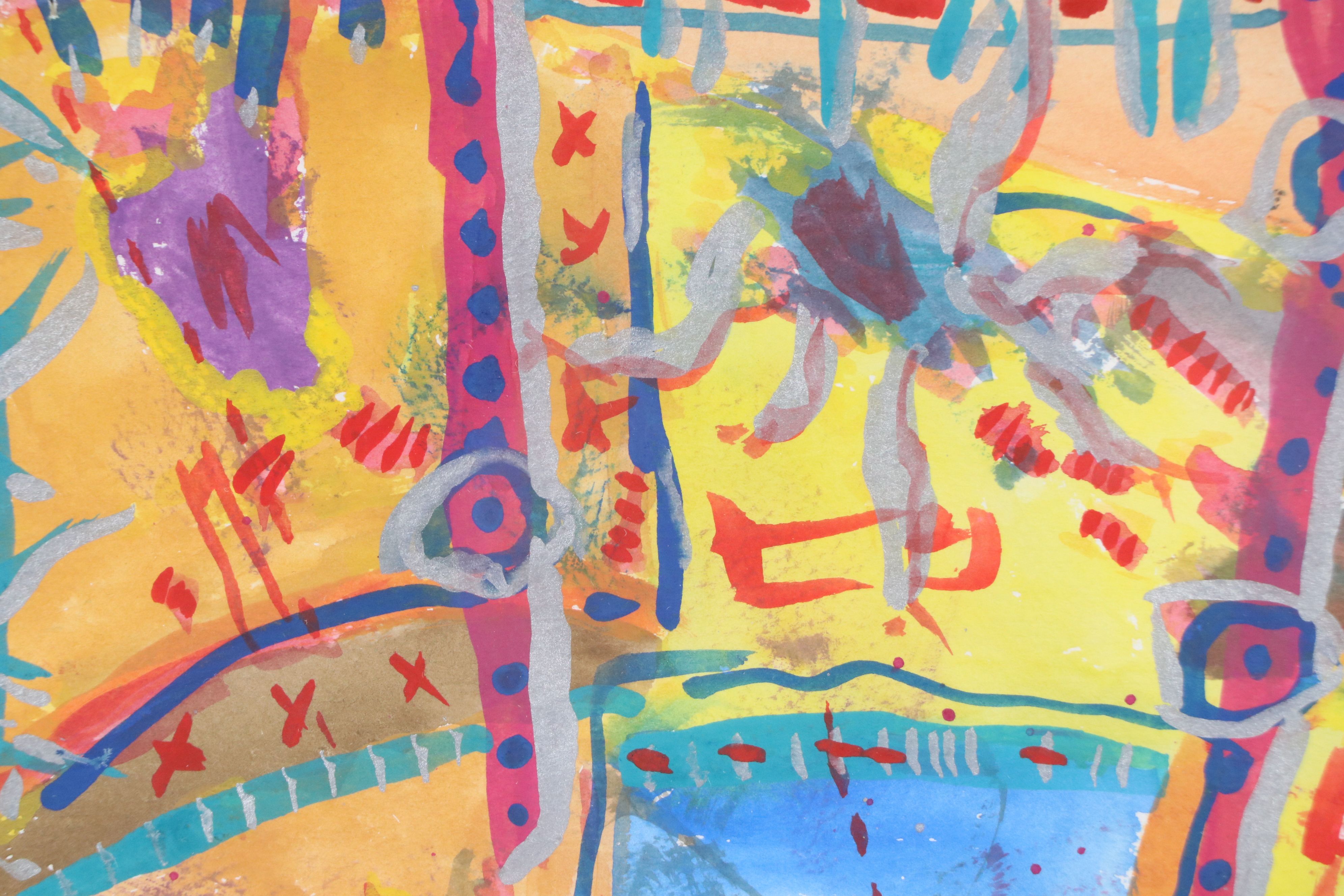 Abstract Watercolor Painting "Hidden Rooster Treasure Litterbox"