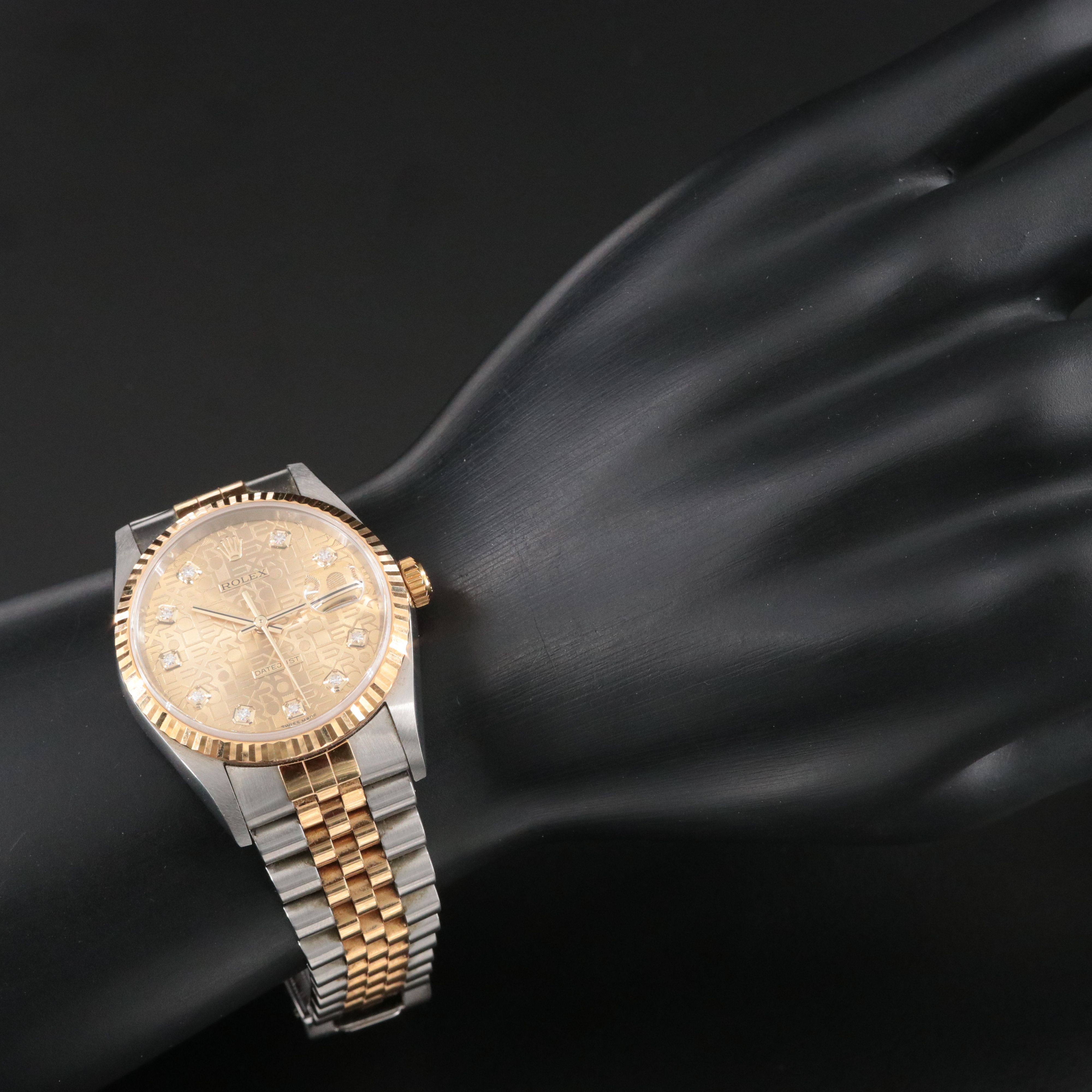 Rolex Datejust Rolesor 16233 Custom Diamond Vintage Watch c.2001