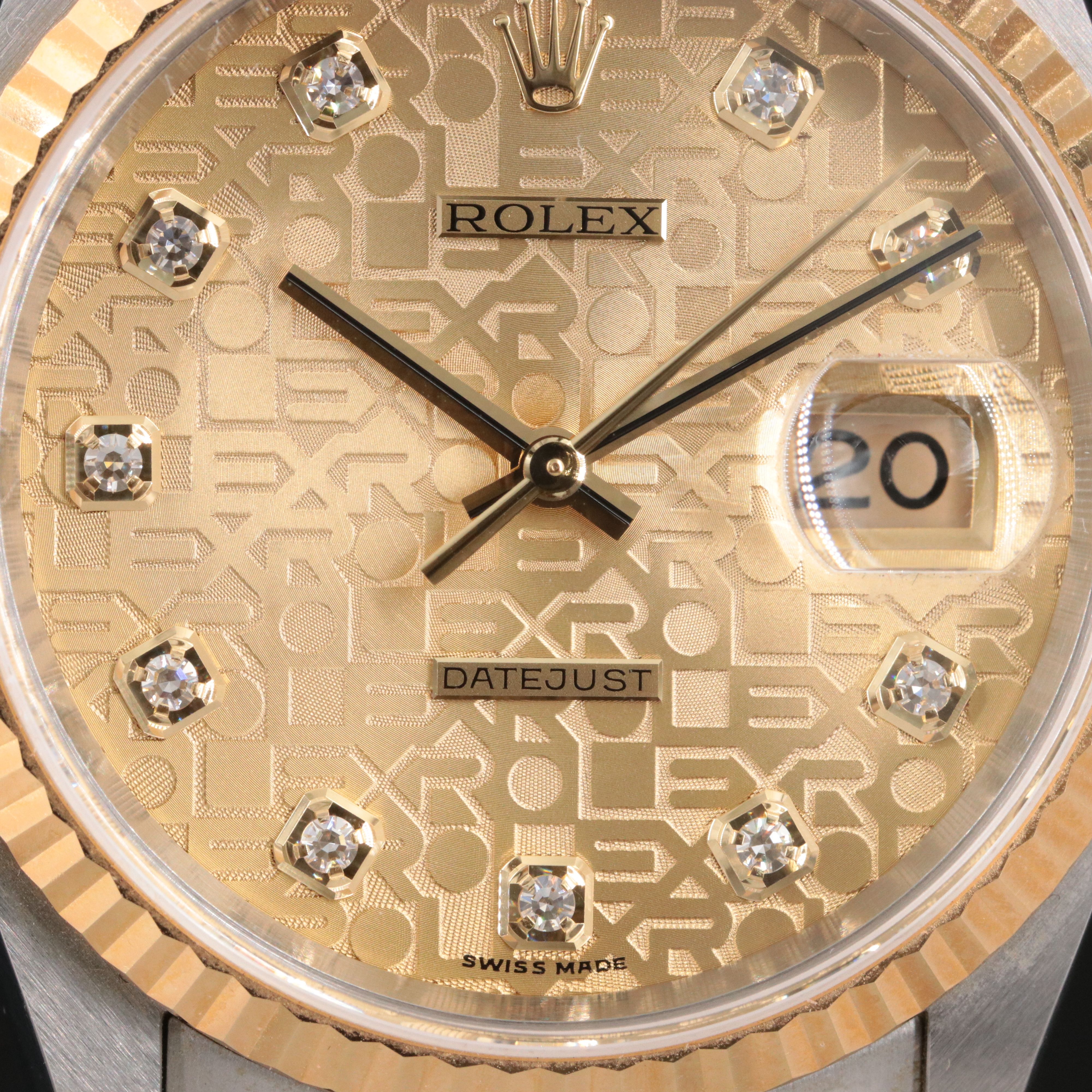 Rolex Datejust Rolesor 16233 Custom Diamond Vintage Watch c.2001