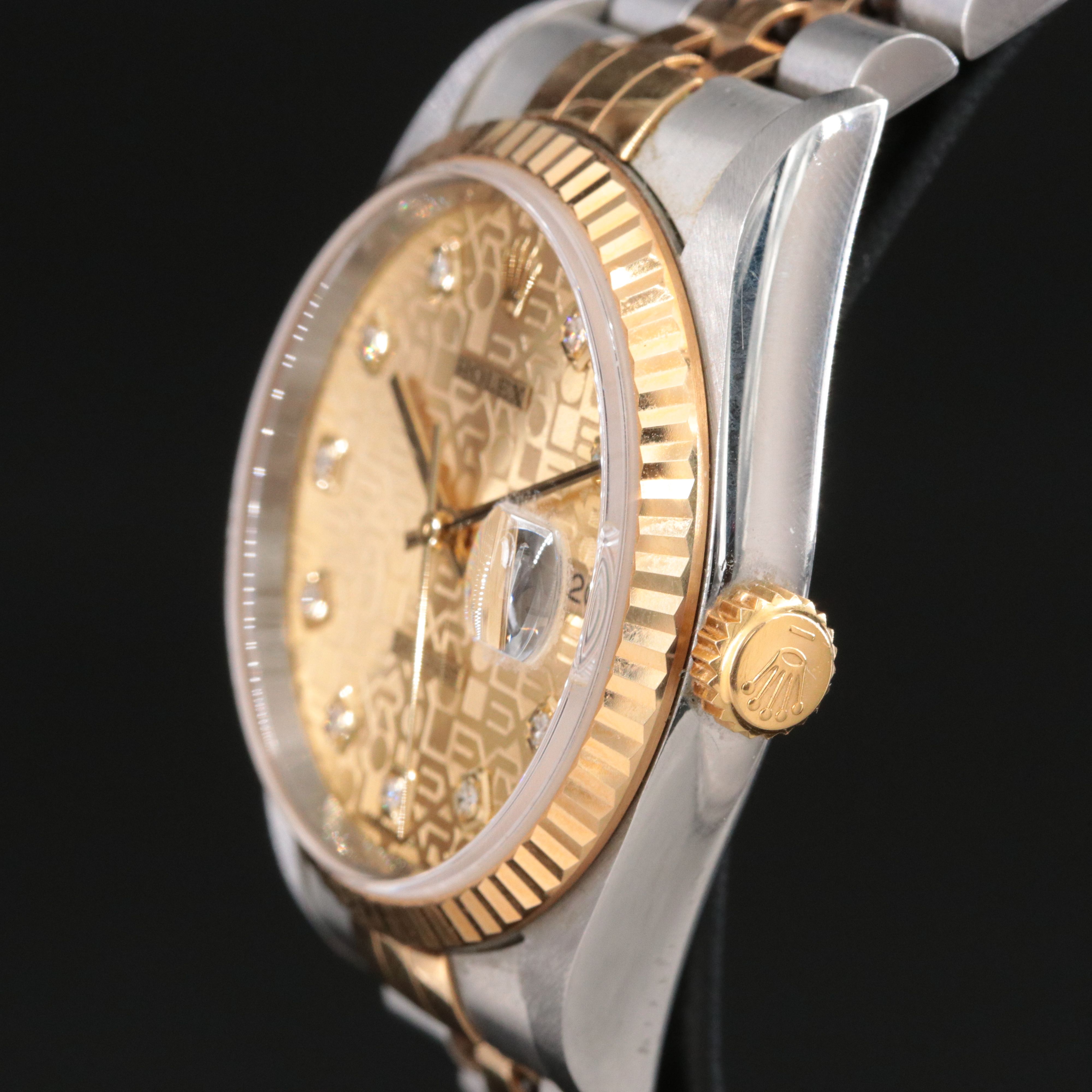 Rolex Datejust Rolesor 16233 Custom Diamond Vintage Watch c.2001