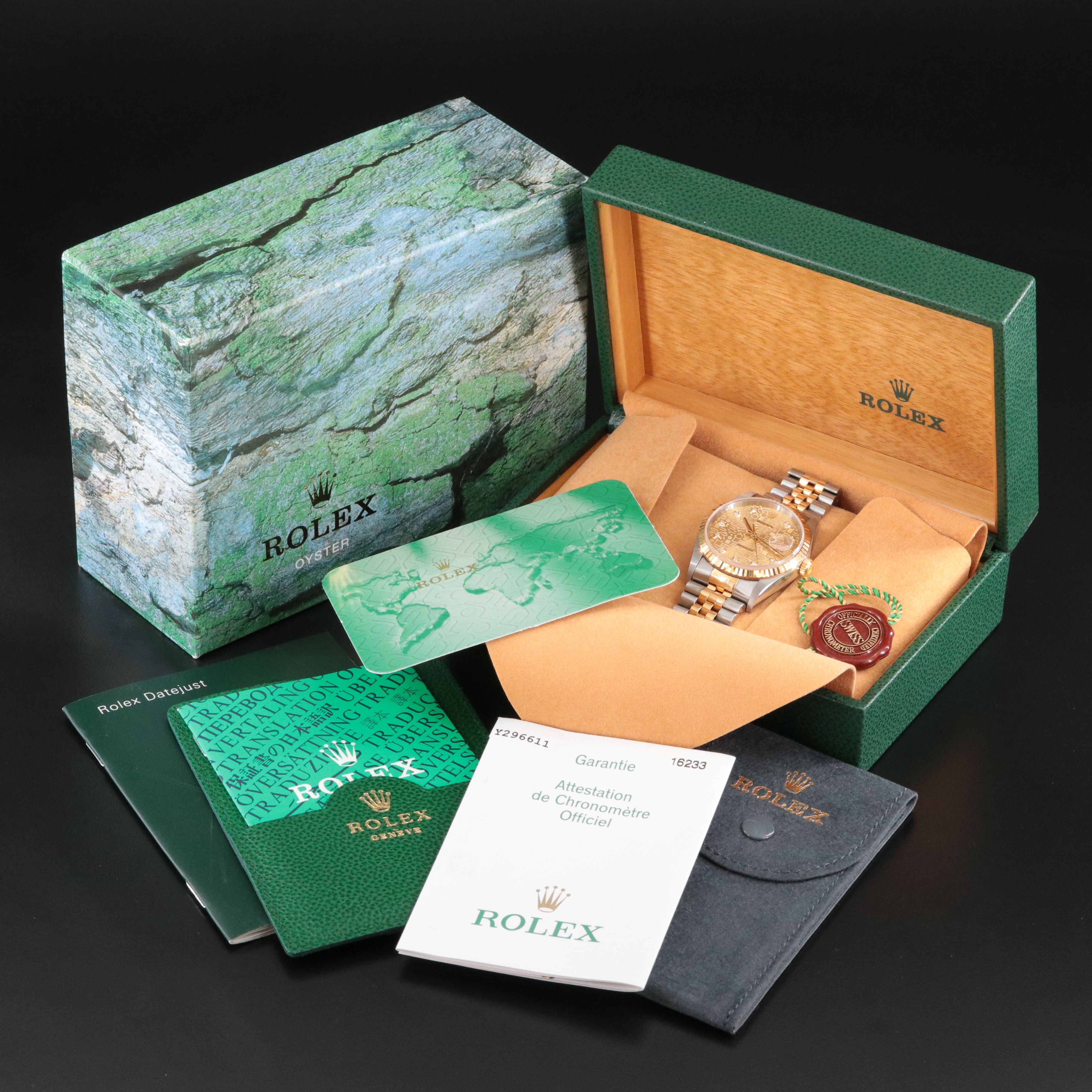 Rolex Datejust Rolesor 16233 Custom Diamond Vintage Watch c.2001