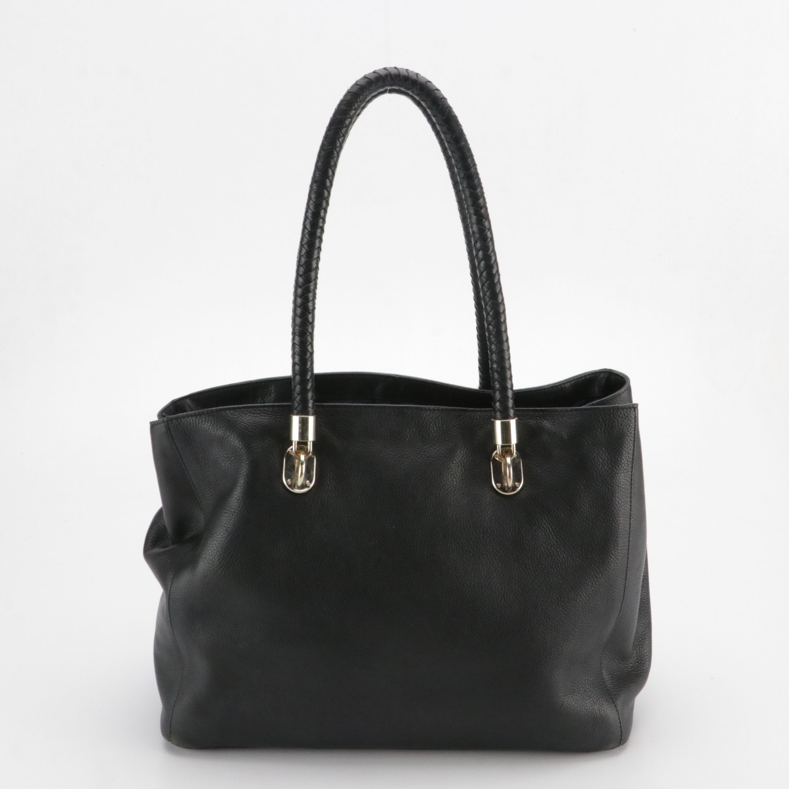 Cole Haan Woven Strap Tote Bags in Red and Navy Blue Grained Calfskin Leather