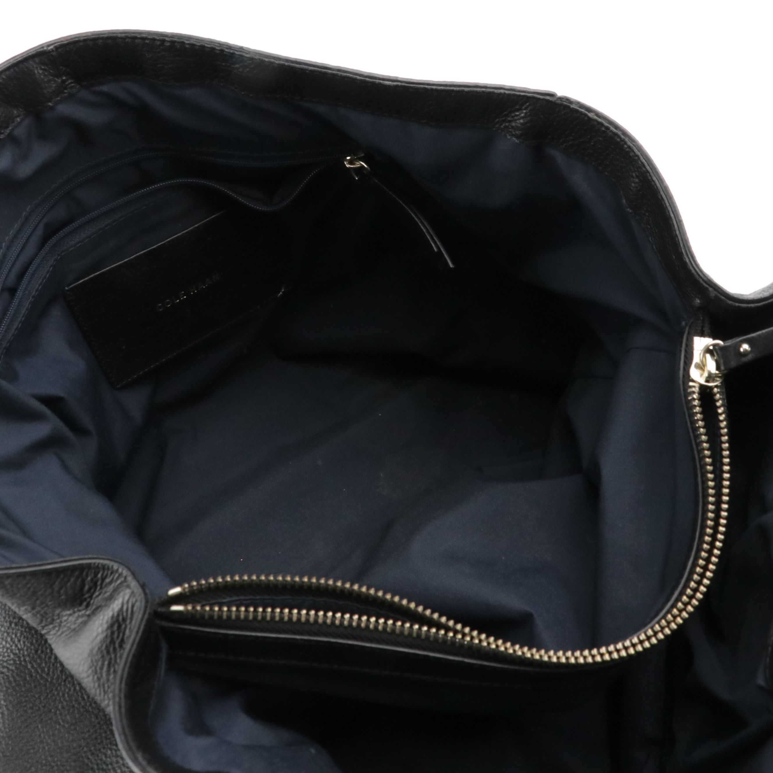 Cole Haan Woven Strap Tote Bags in Red and Navy Blue Grained Calfskin Leather