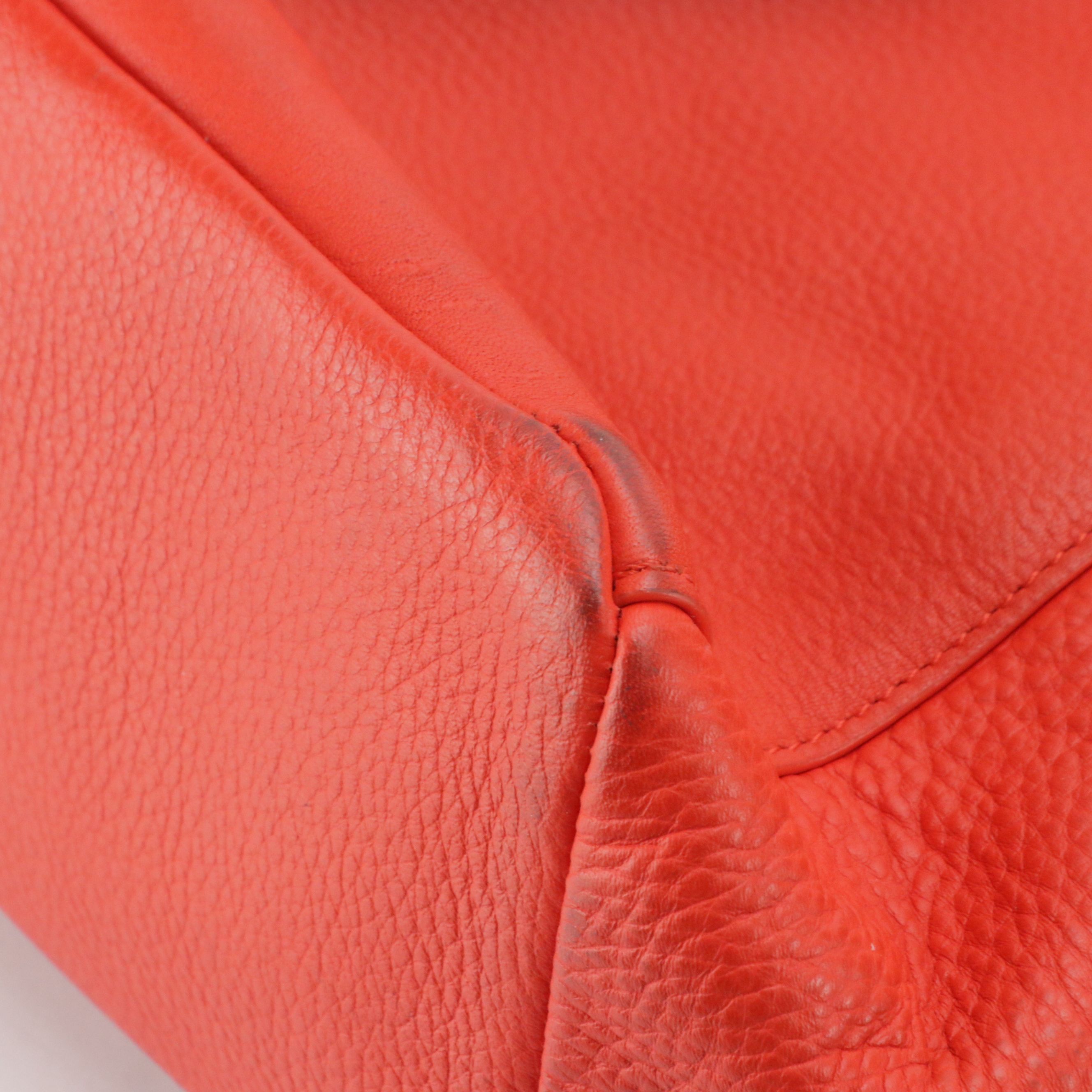 Cole Haan Woven Strap Tote Bags in Red and Navy Blue Grained Calfskin Leather