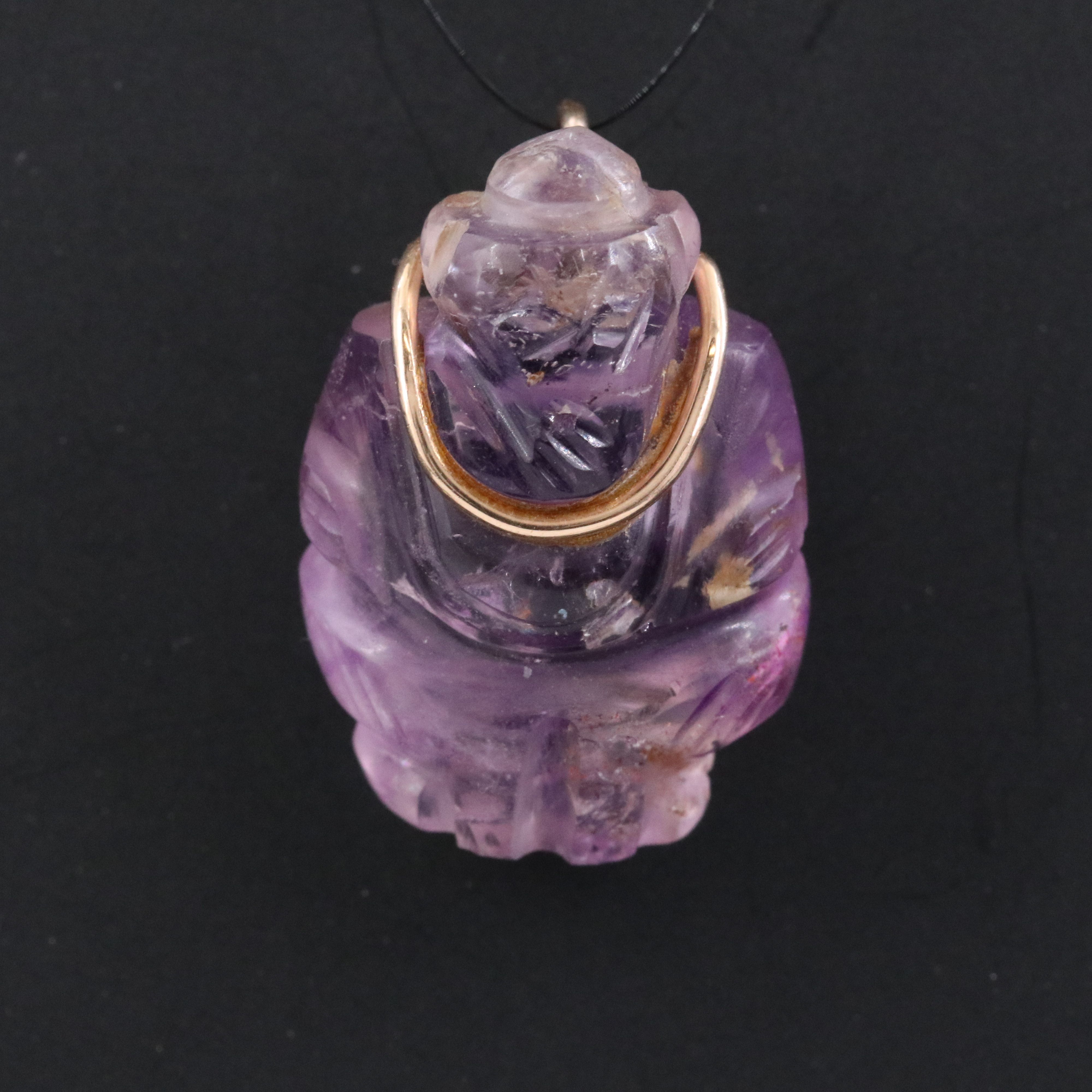 14K Carved Amethyst Pendant
